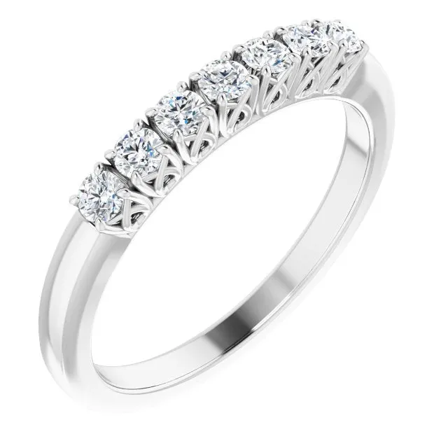 0.30 ct. Round Diamond Wedding Band Seven Stone Anniversary Ring