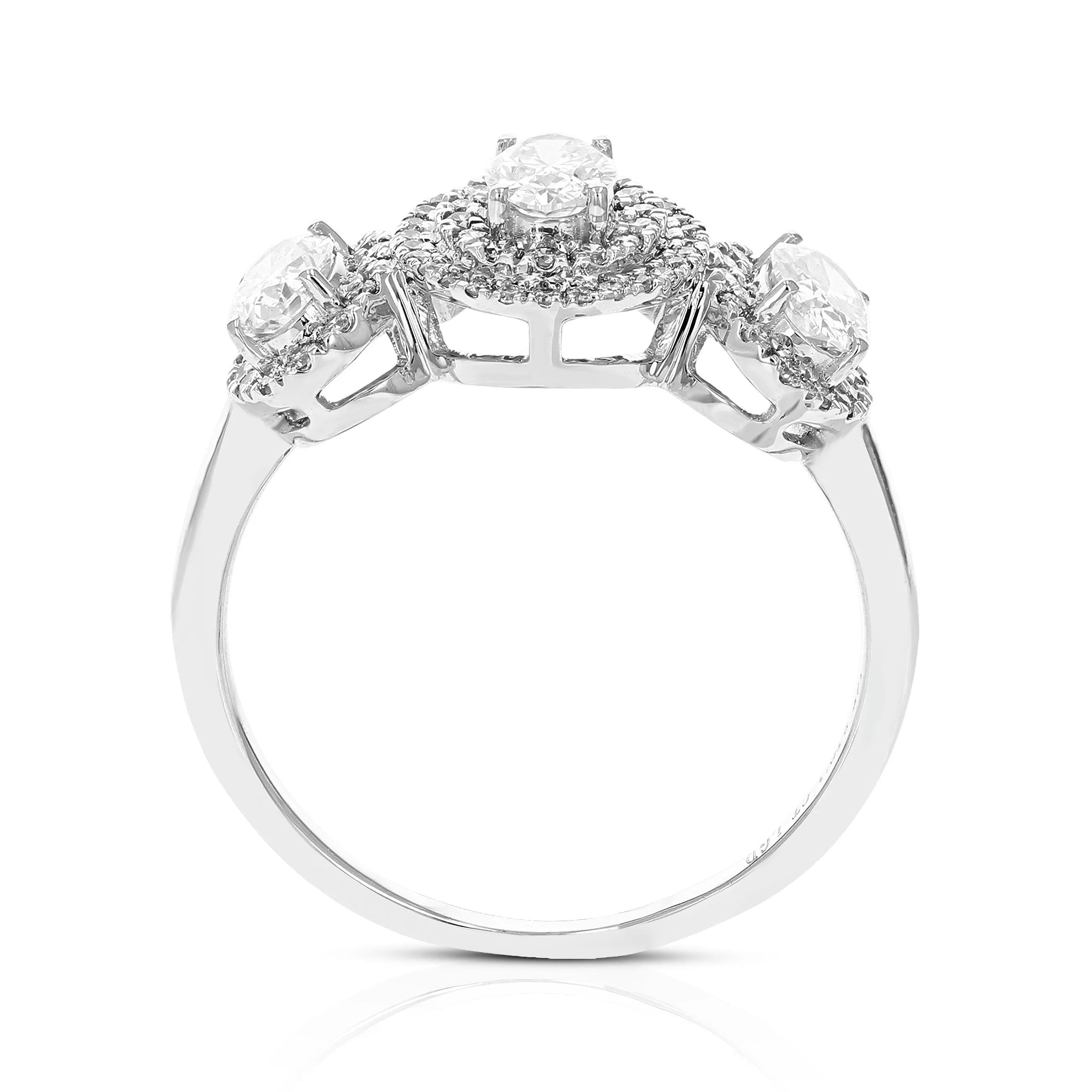 1 cttw Lab Grown Oval 3 Diamond Engagement Rings 14K White Gold
