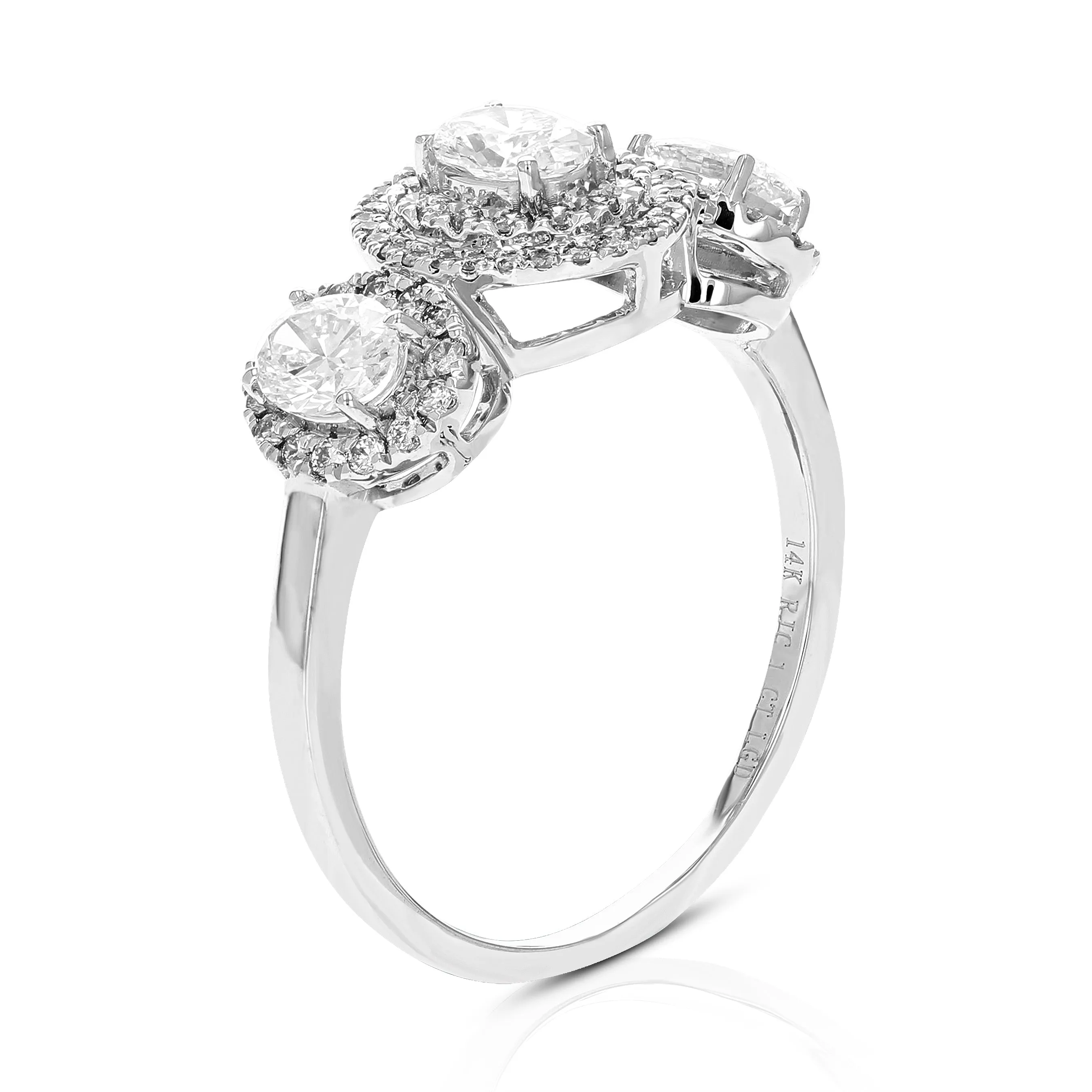 1 cttw Lab Grown Oval 3 Diamond Engagement Rings 14K White Gold