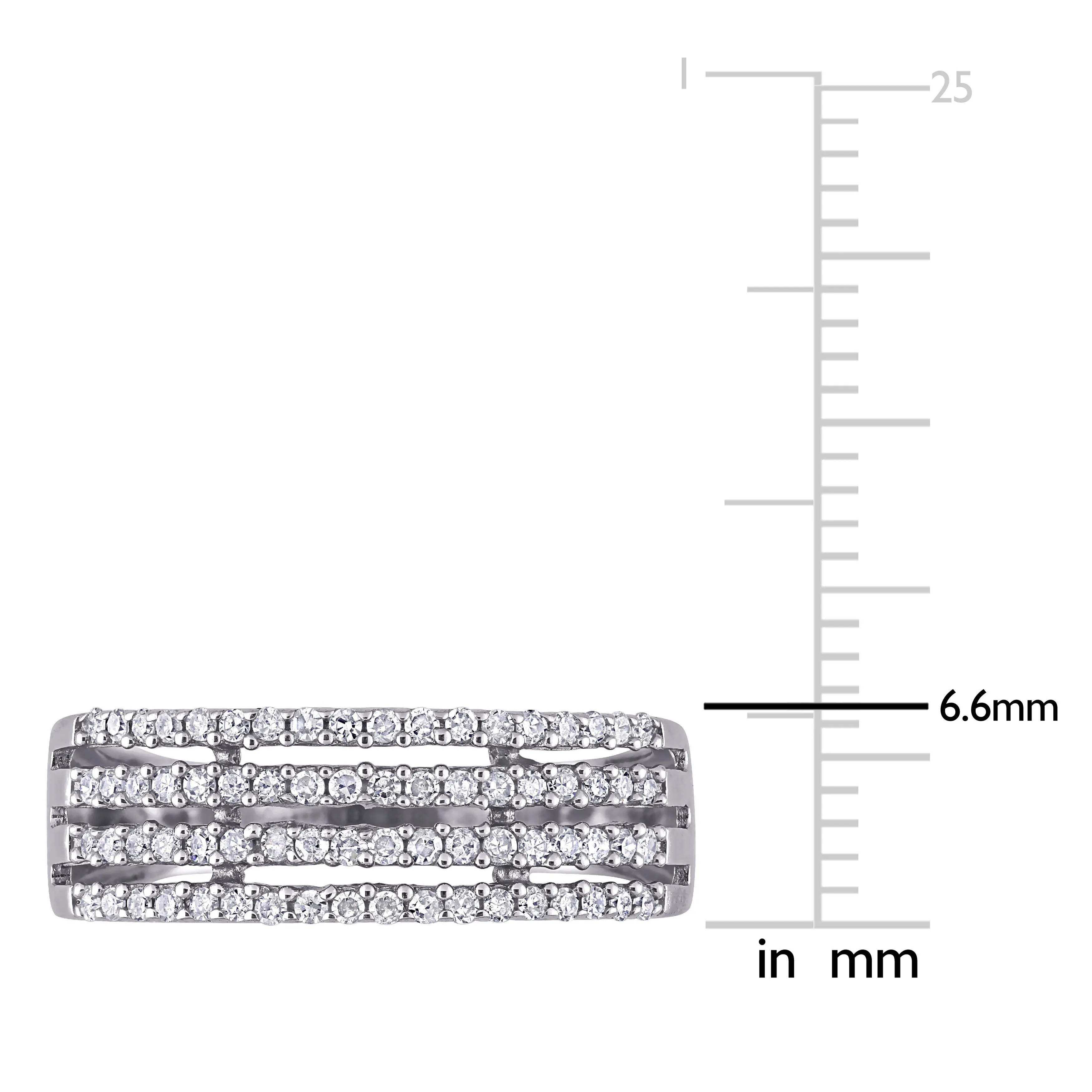 10K White Gold Multi-Row Diamond Ring