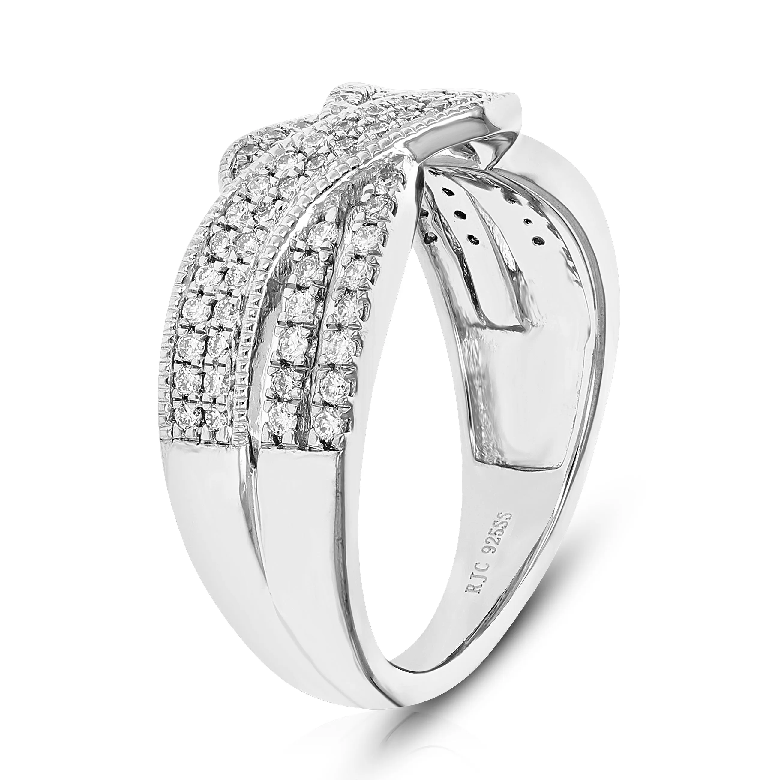 1/2 cttw Lab Grown Diamond Cross Over Wedding Band in Silver