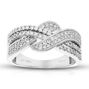 1/2 cttw Lab Grown Diamond Cross Over Wedding Band in Silver