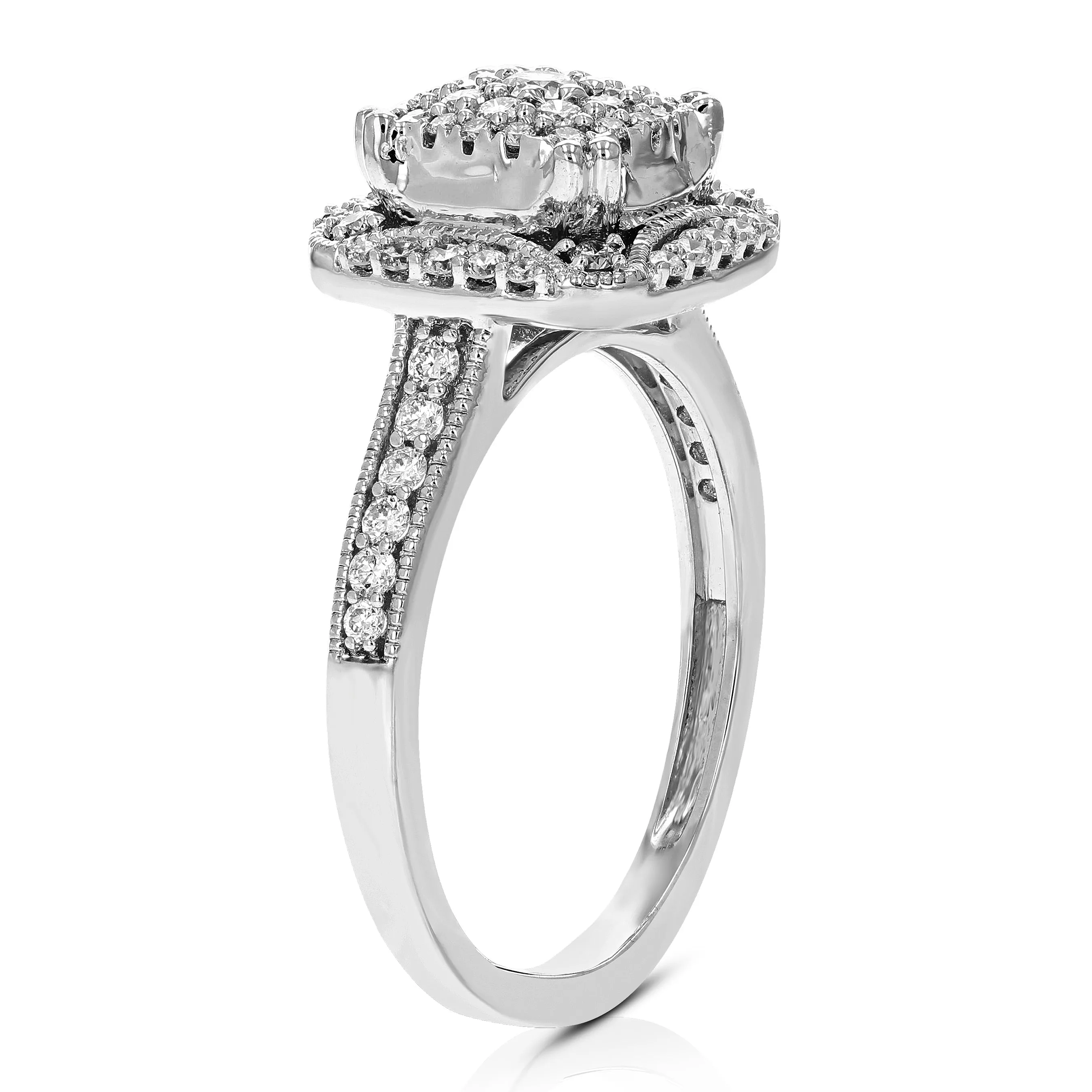 1/2 cttw Lab Grown Diamond Cushion Engagement Rings in Silver