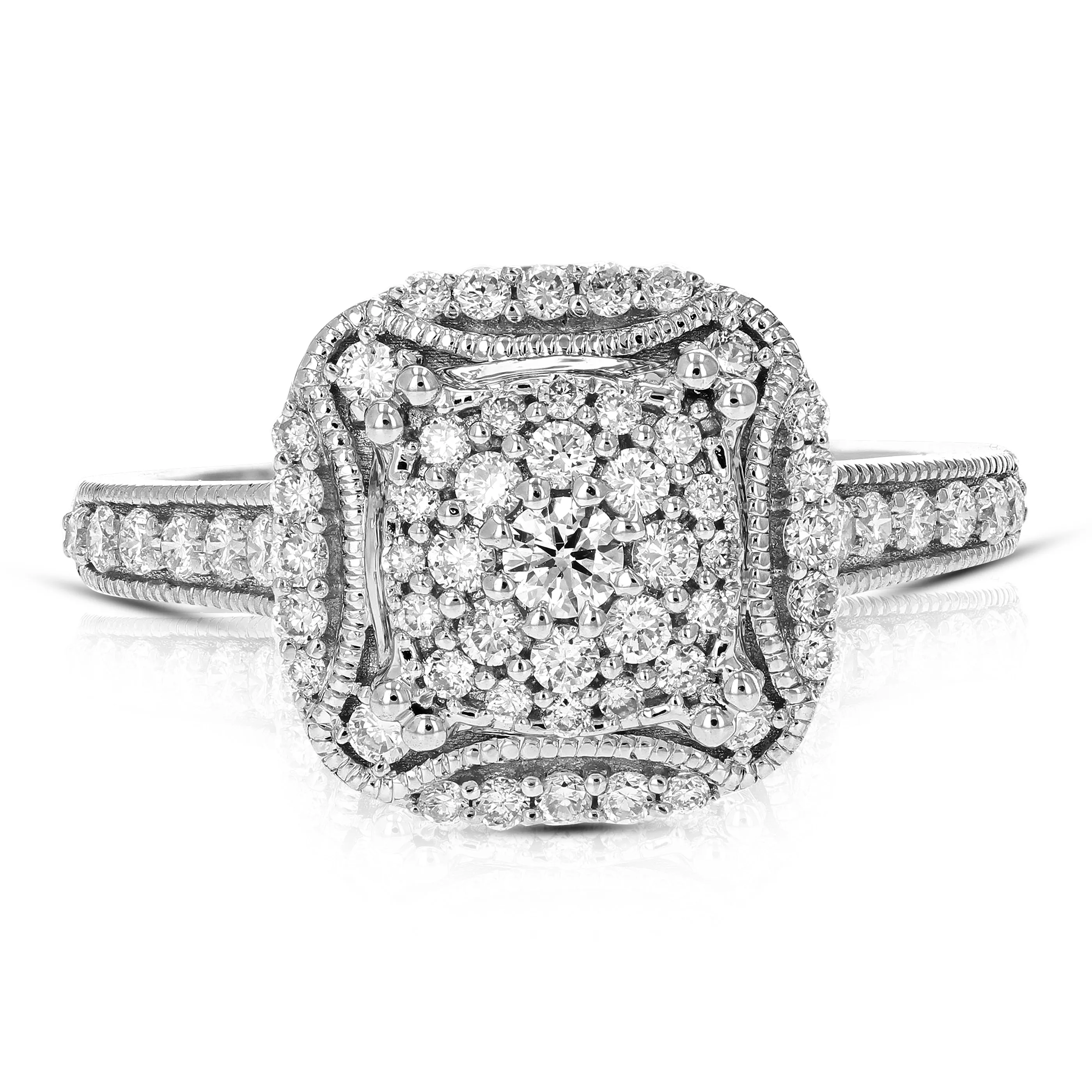 1/2 cttw Lab Grown Diamond Cushion Engagement Rings in Silver