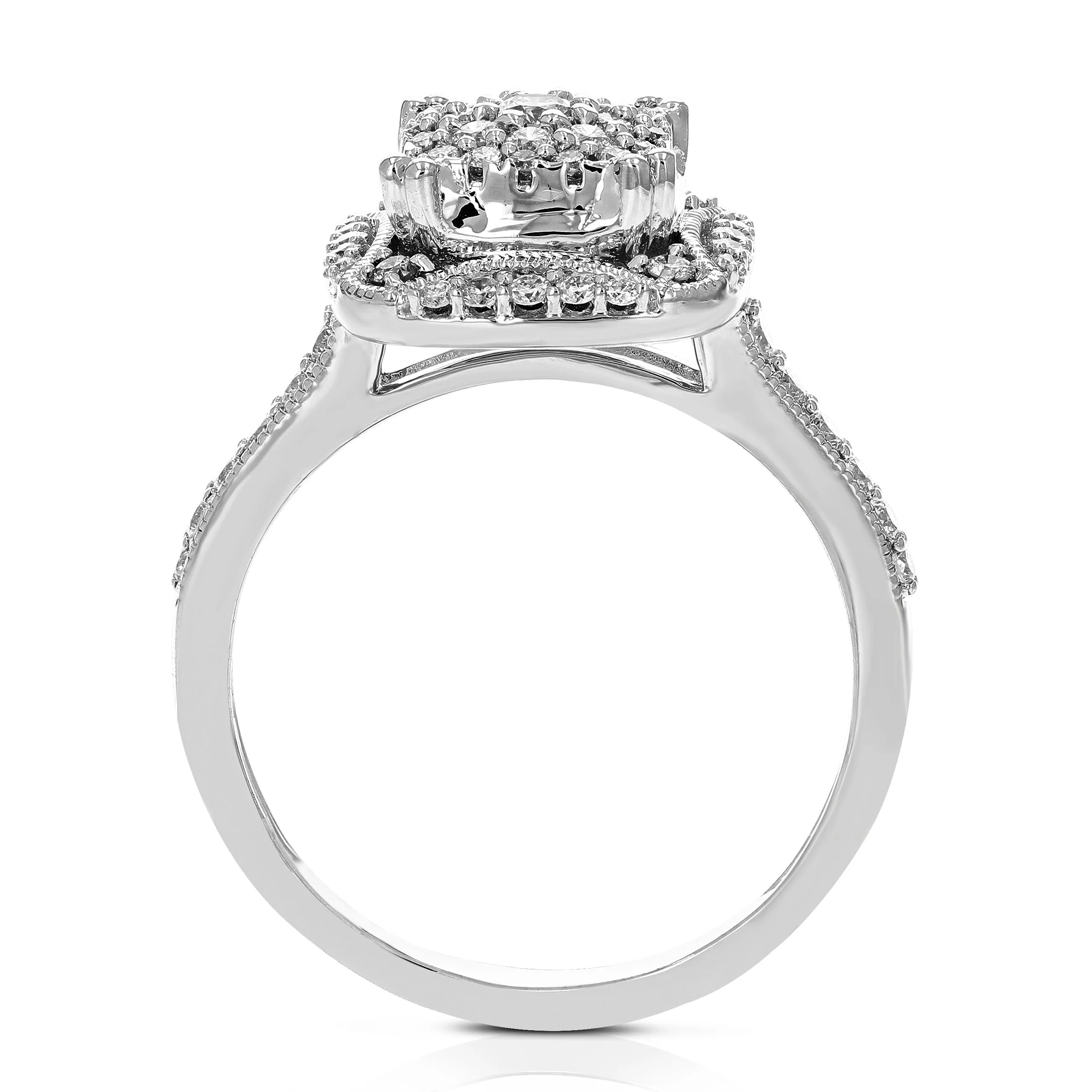 1/2 cttw Lab Grown Diamond Cushion Engagement Rings in Silver