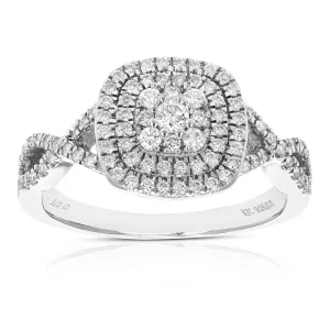 1/2 cttw Lab Grown Diamond Engagement Cushion Ring Sterling Silver