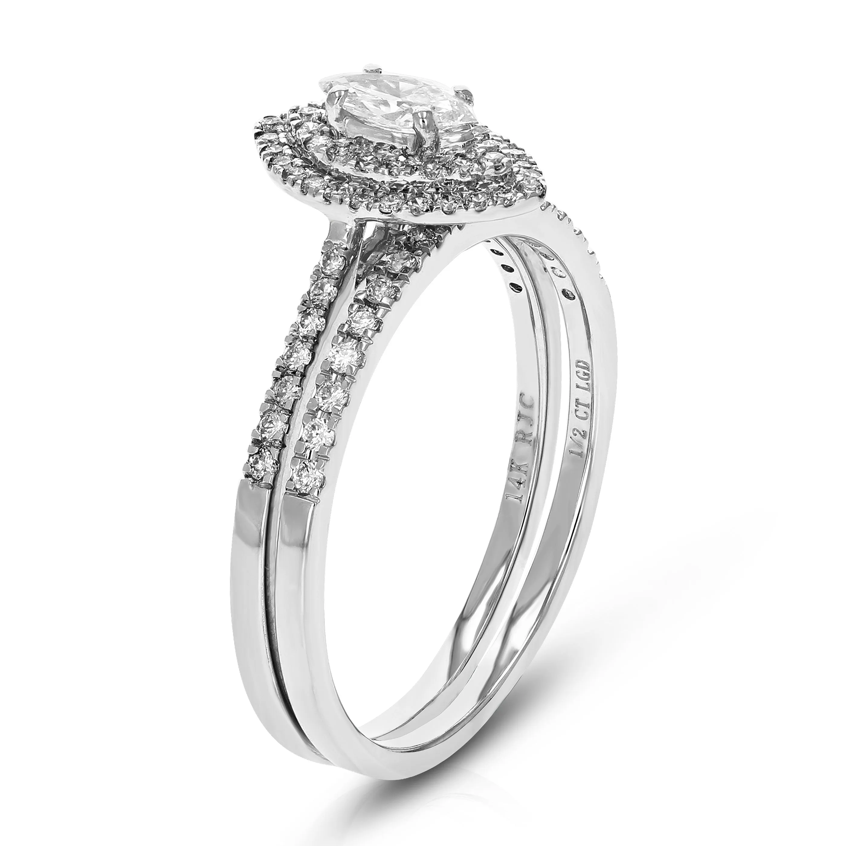 1/2 cttw Lab Grown Diamond Marquise Bridal Set in 14K White Gold