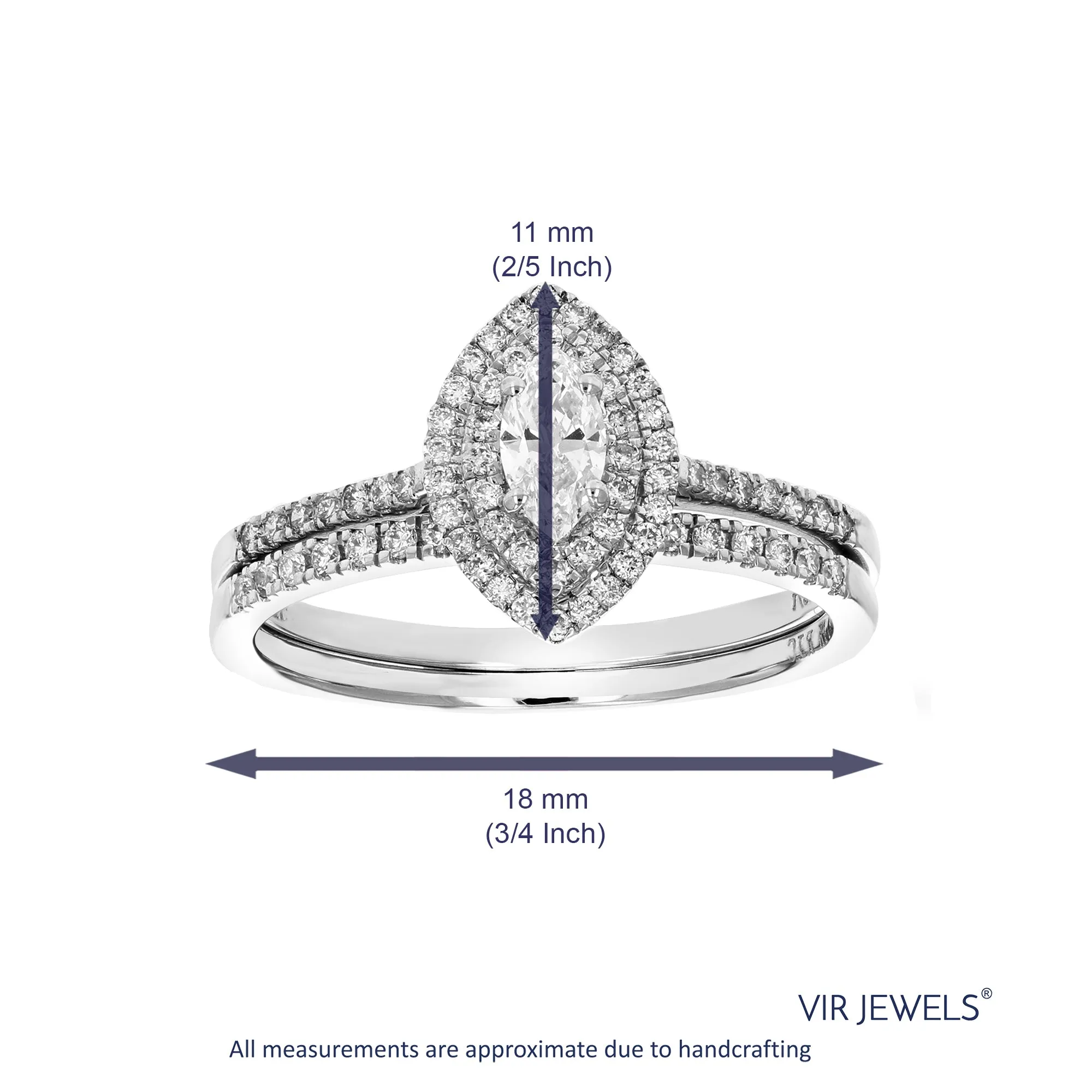 1/2 cttw Lab Grown Diamond Marquise Bridal Set in 14K White Gold