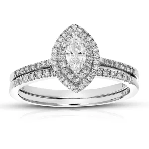 1/2 cttw Lab Grown Diamond Marquise Bridal Set in 14K White Gold
