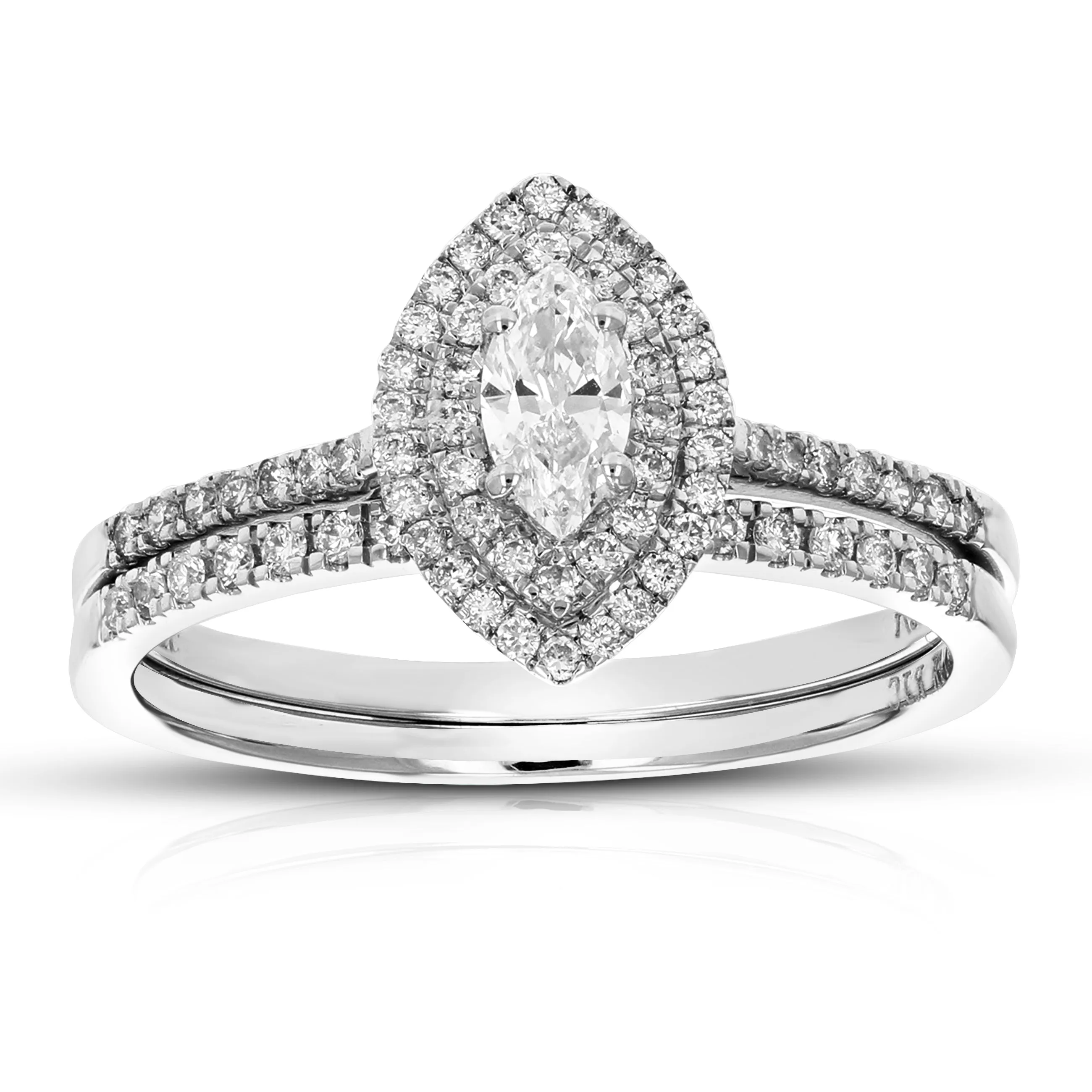 1/2 cttw Lab Grown Diamond Marquise Bridal Set in 14K White Gold