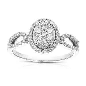 1/2 cttw Lab Grown Diamond Oval Engagement Rings Sterling Silver