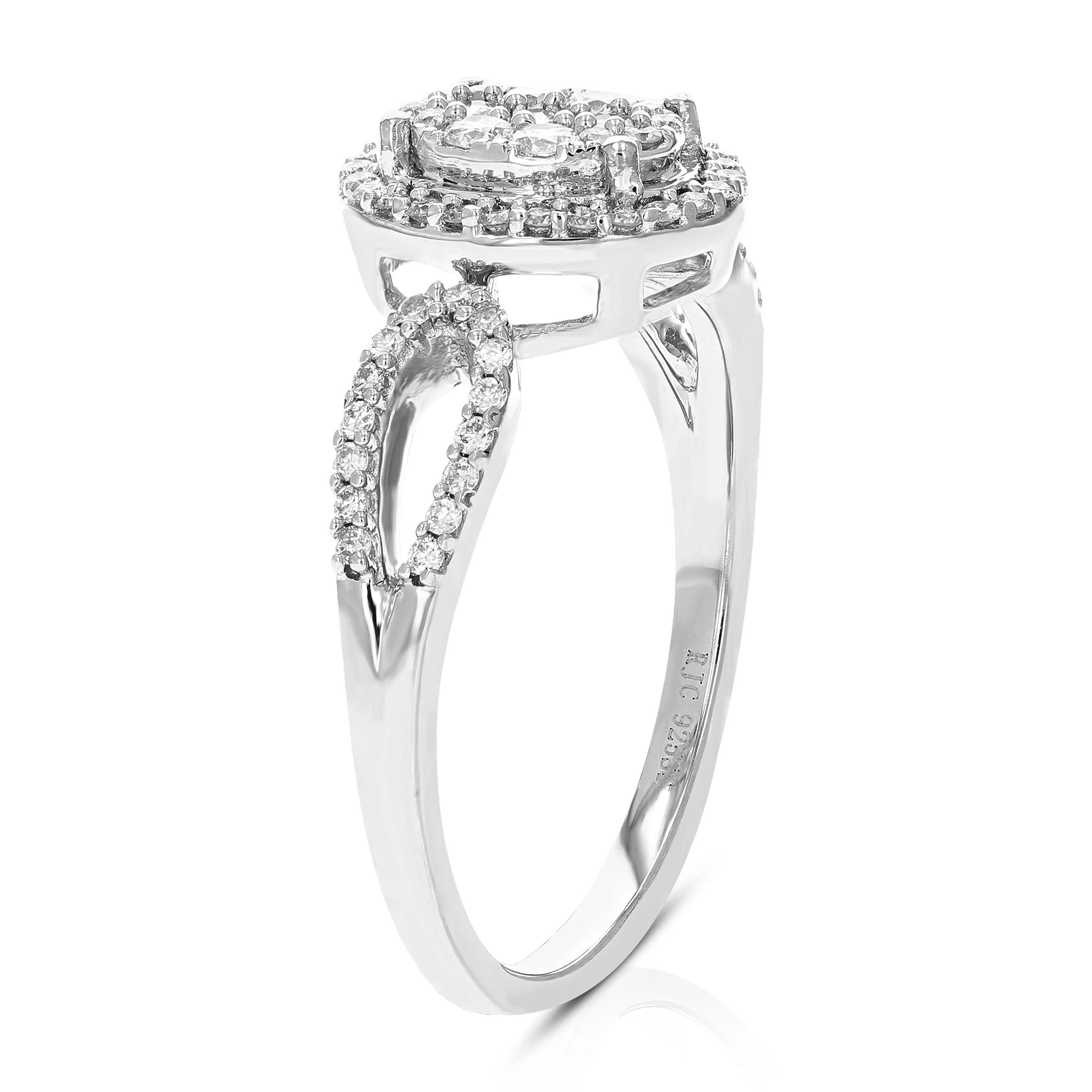 1/2 cttw Lab Grown Diamond Oval Engagement Rings Sterling Silver