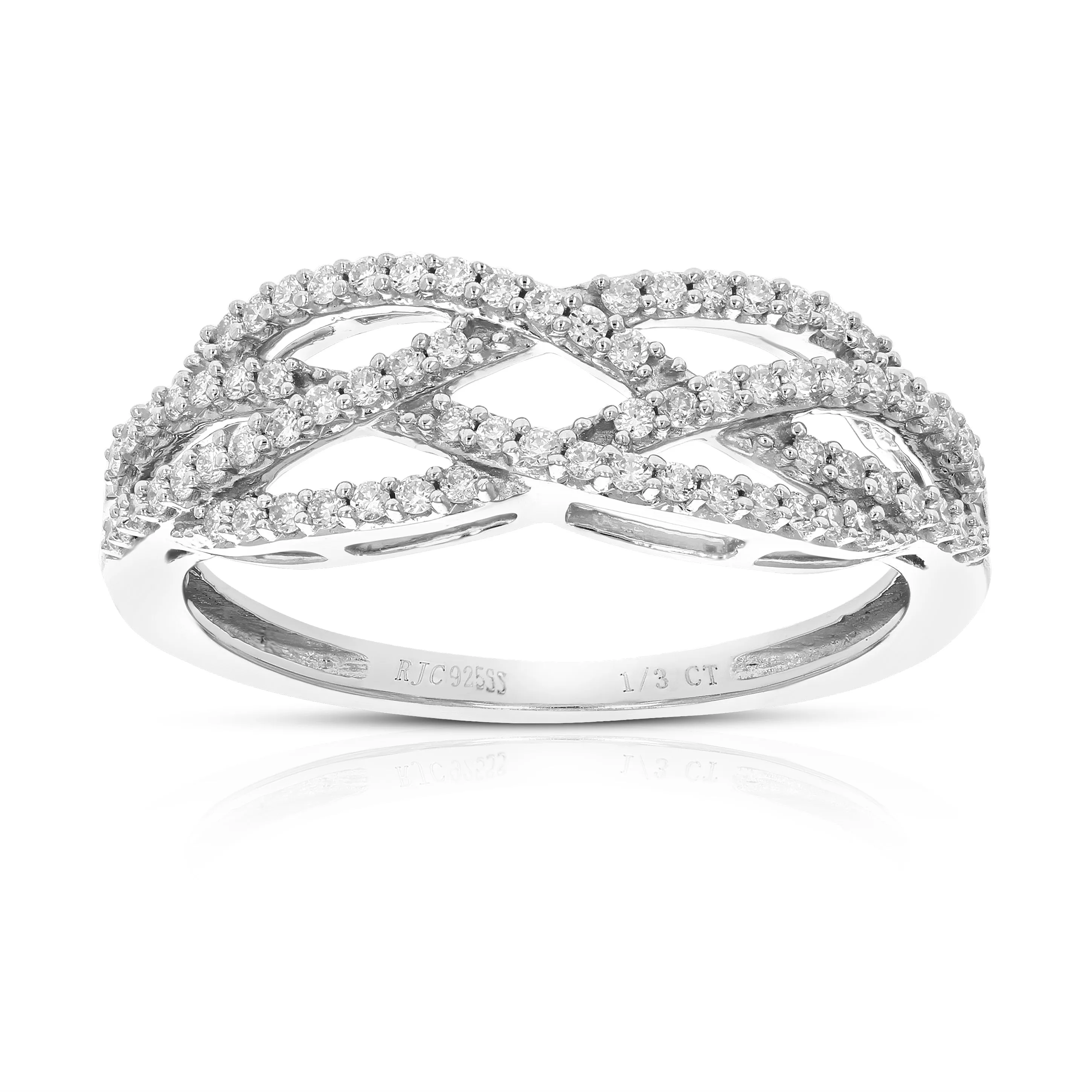 1/3 cttw Lab Grown Diamond Twisted Wedding Band Sterling Silver