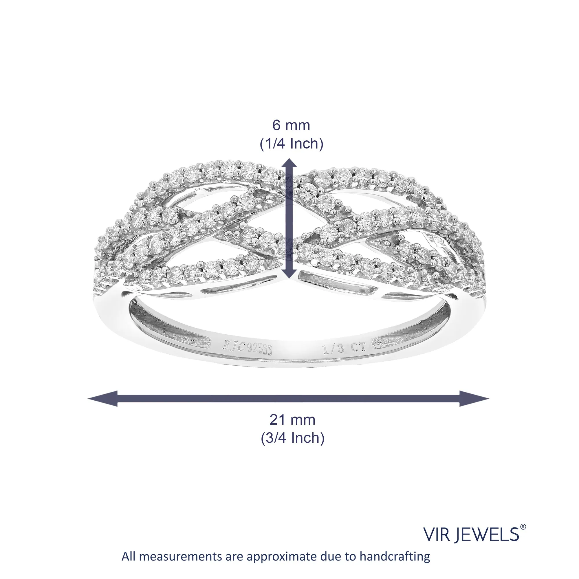1/3 cttw Lab Grown Diamond Twisted Wedding Band Sterling Silver