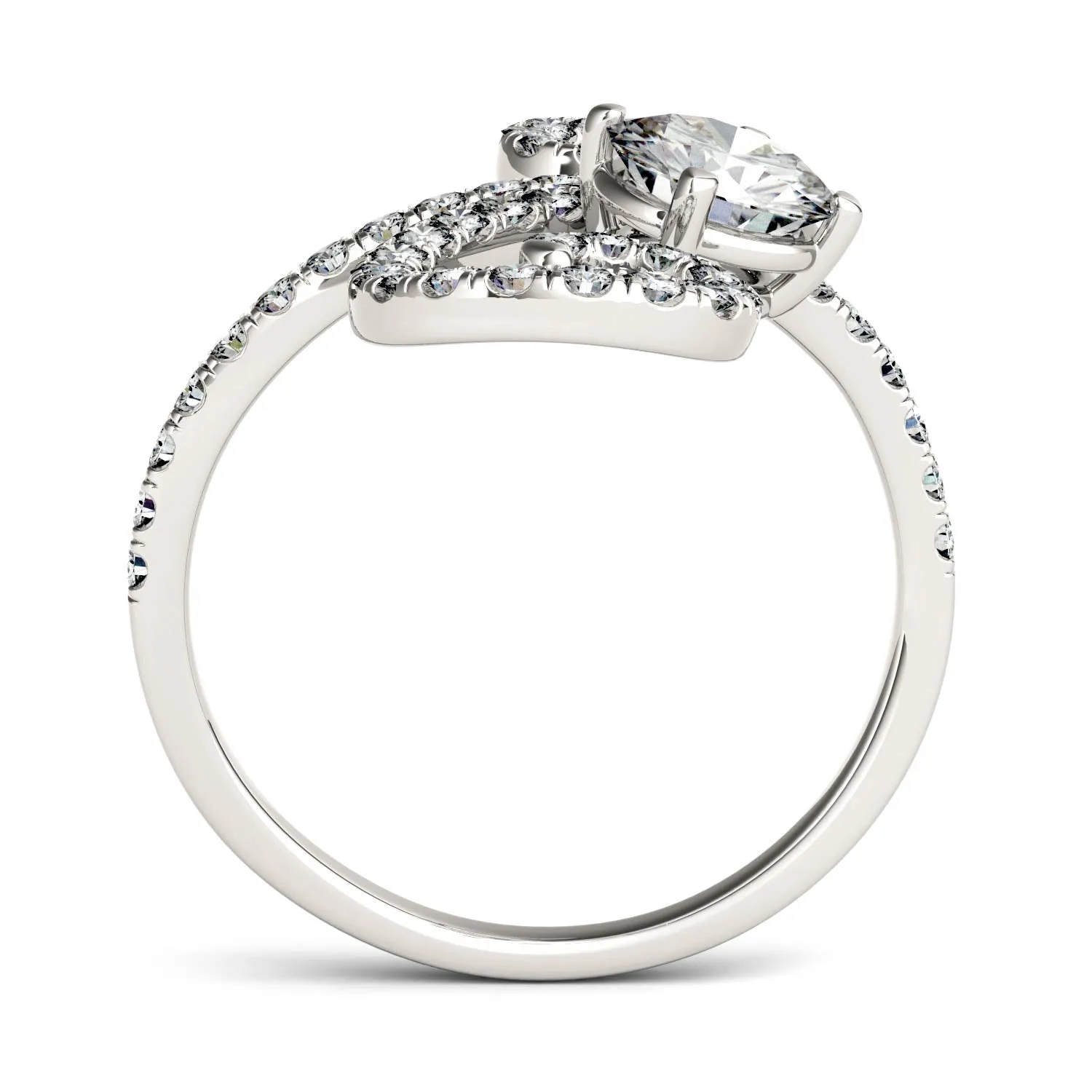 1.34 CTW DEW Round Moissanite Swirl Statement Ring in 14K White Gold