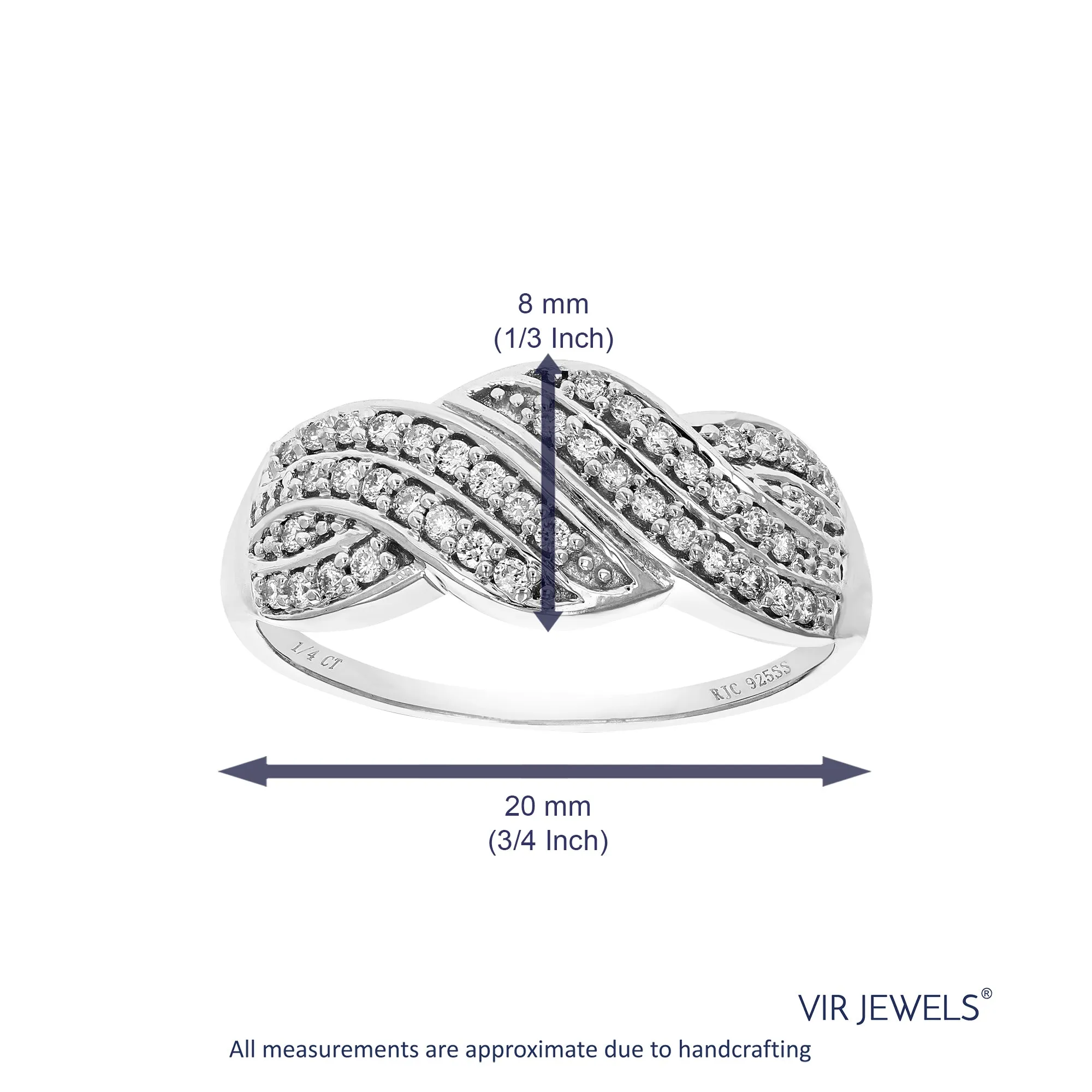 1/4 cttw Lab Grown Diamond Braid Wedding Band Sterling Silver