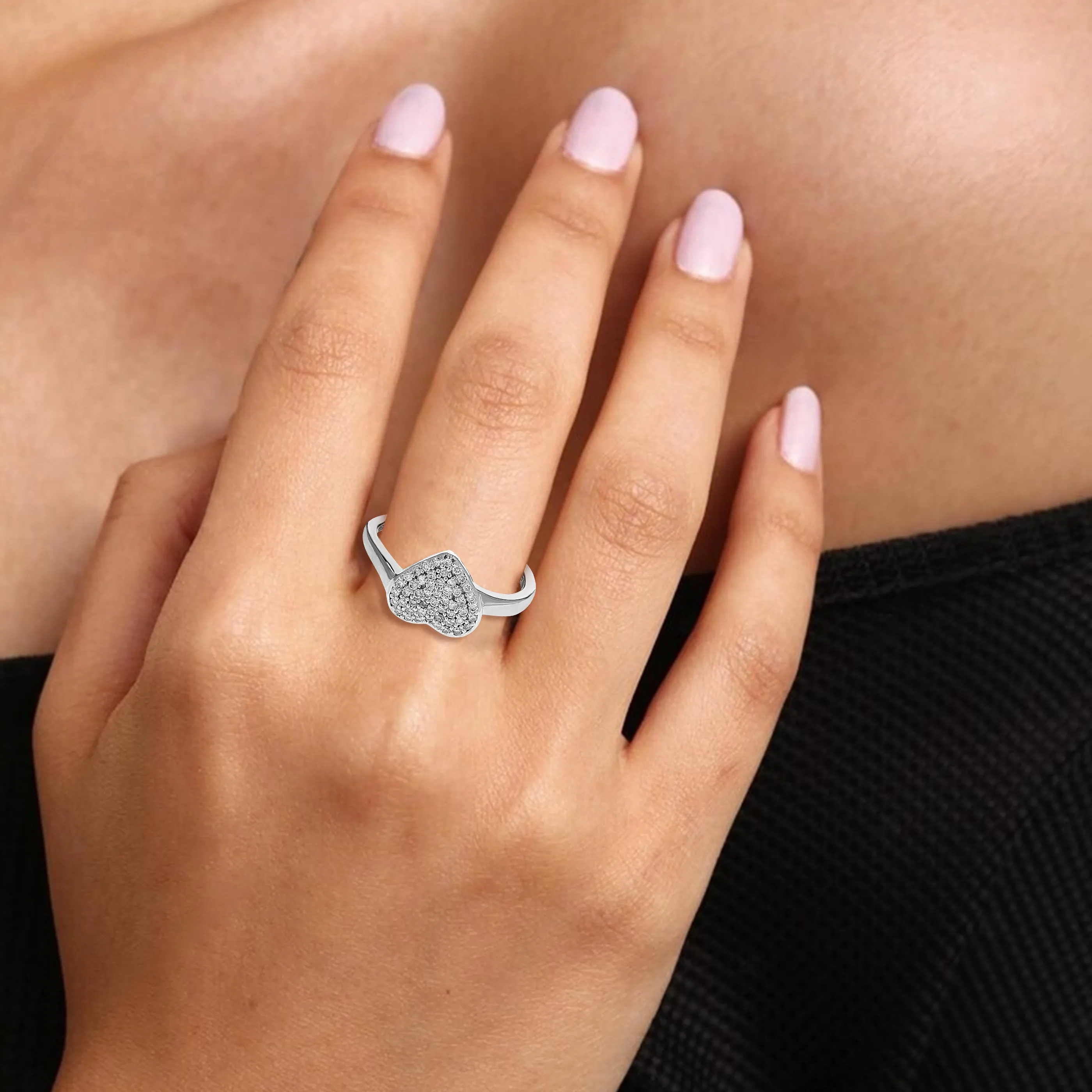 1/4 cttw Lab Grown Diamond Heart Engagement Rings Sterling Silver