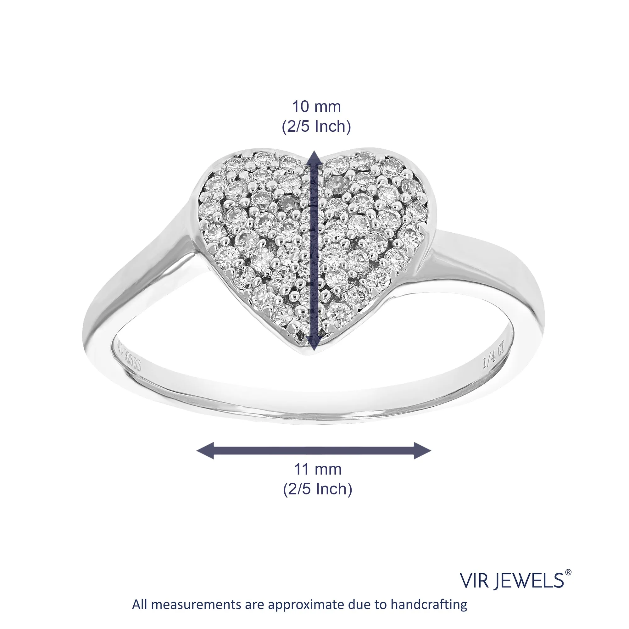 1/4 cttw Lab Grown Diamond Heart Engagement Rings Sterling Silver