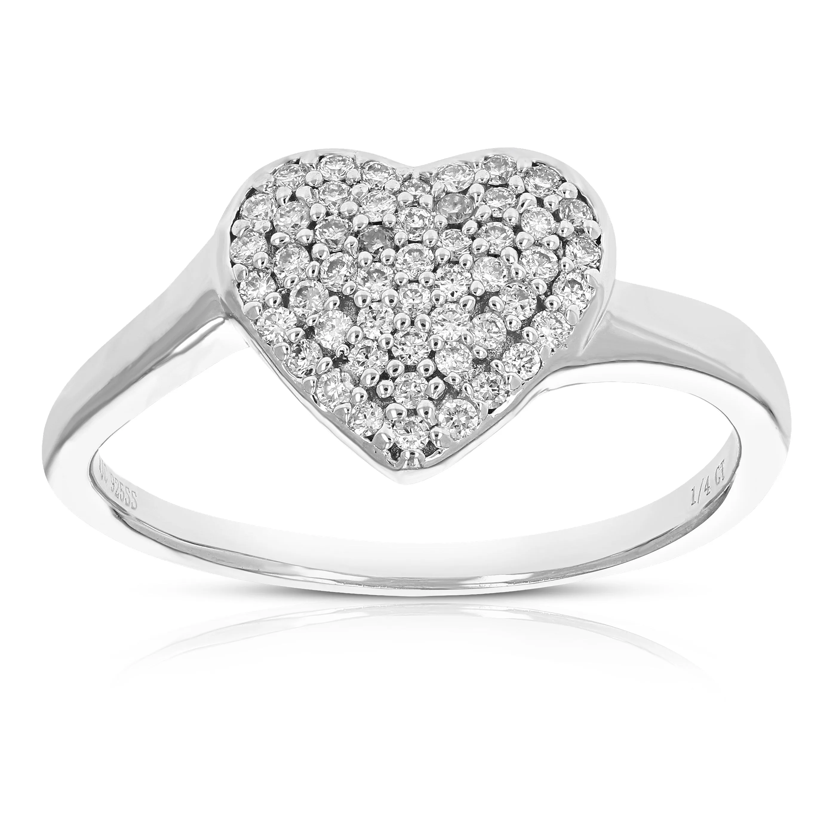 1/4 cttw Lab Grown Diamond Heart Engagement Rings Sterling Silver