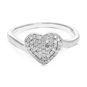 1/4 cttw Lab Grown Diamond Heart Engagement Rings Sterling Silver