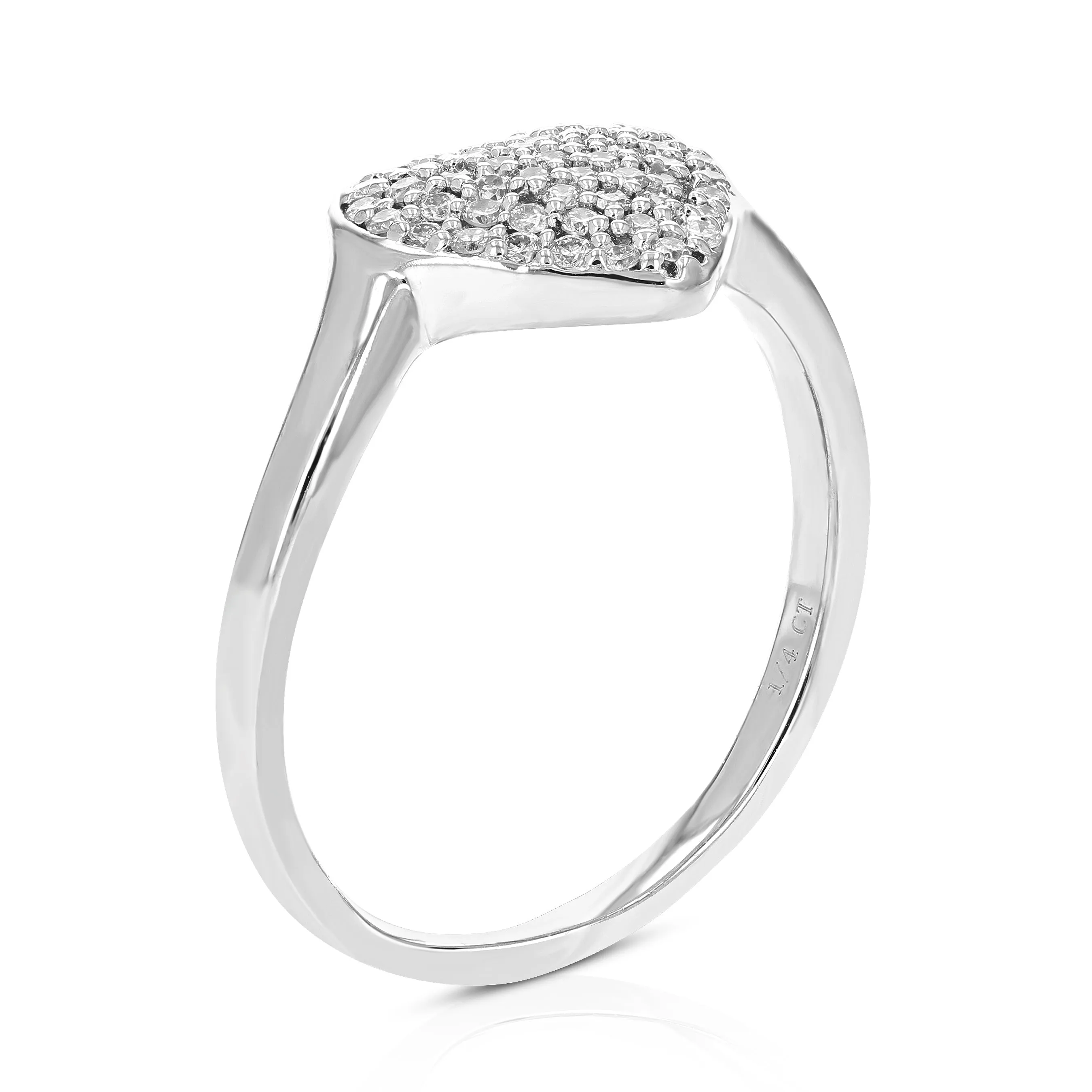 1/4 cttw Lab Grown Diamond Heart Engagement Rings Sterling Silver