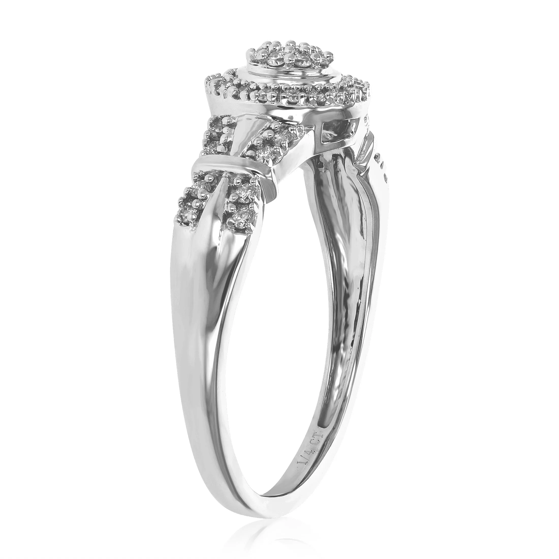 1/4 cttw Lab Grown Diamond Two Row Engagement Ring in Silver