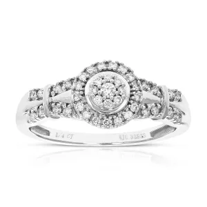 1/4 cttw Lab Grown Diamond Two Row Engagement Ring in Silver
