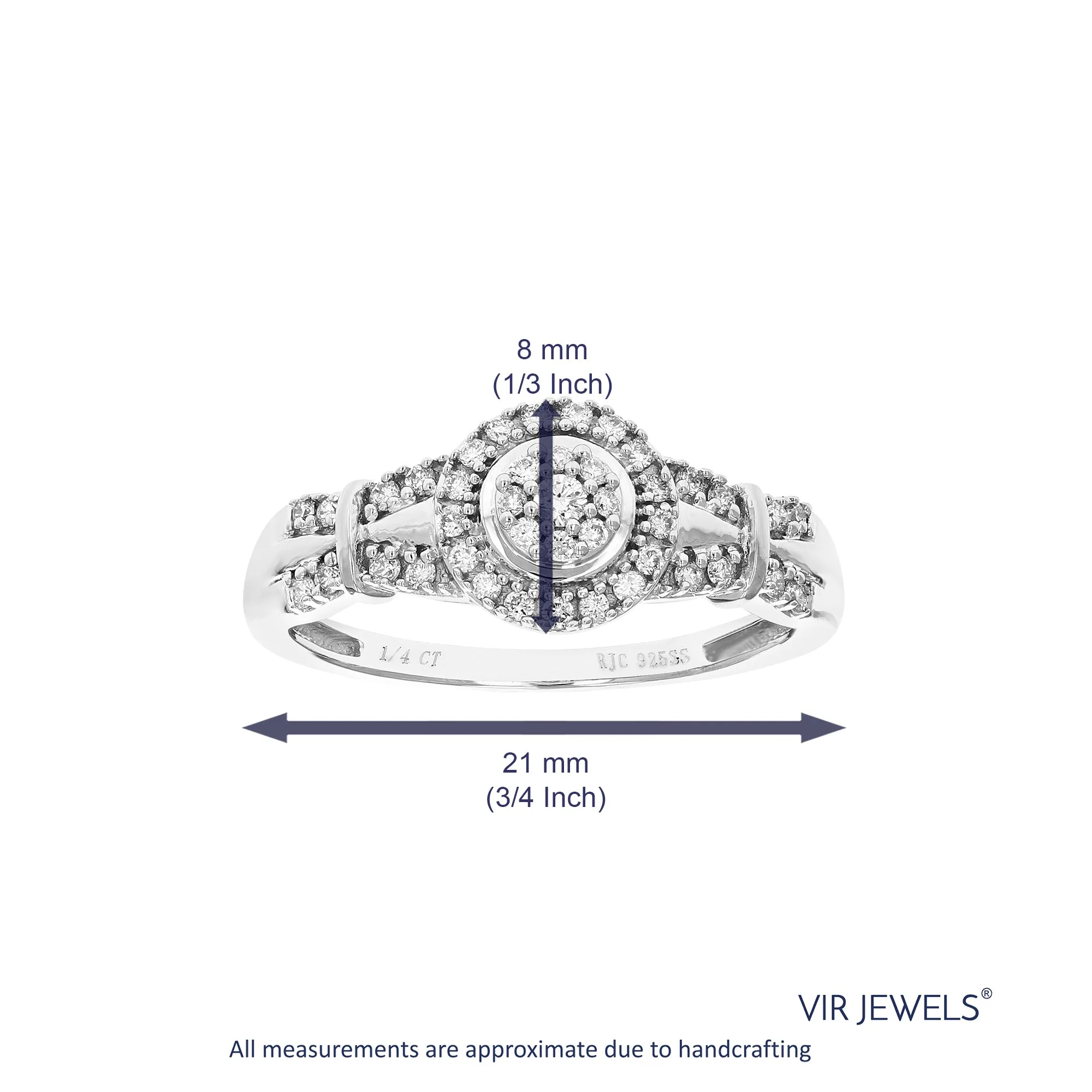 1/4 cttw Lab Grown Diamond Two Row Engagement Ring in Silver