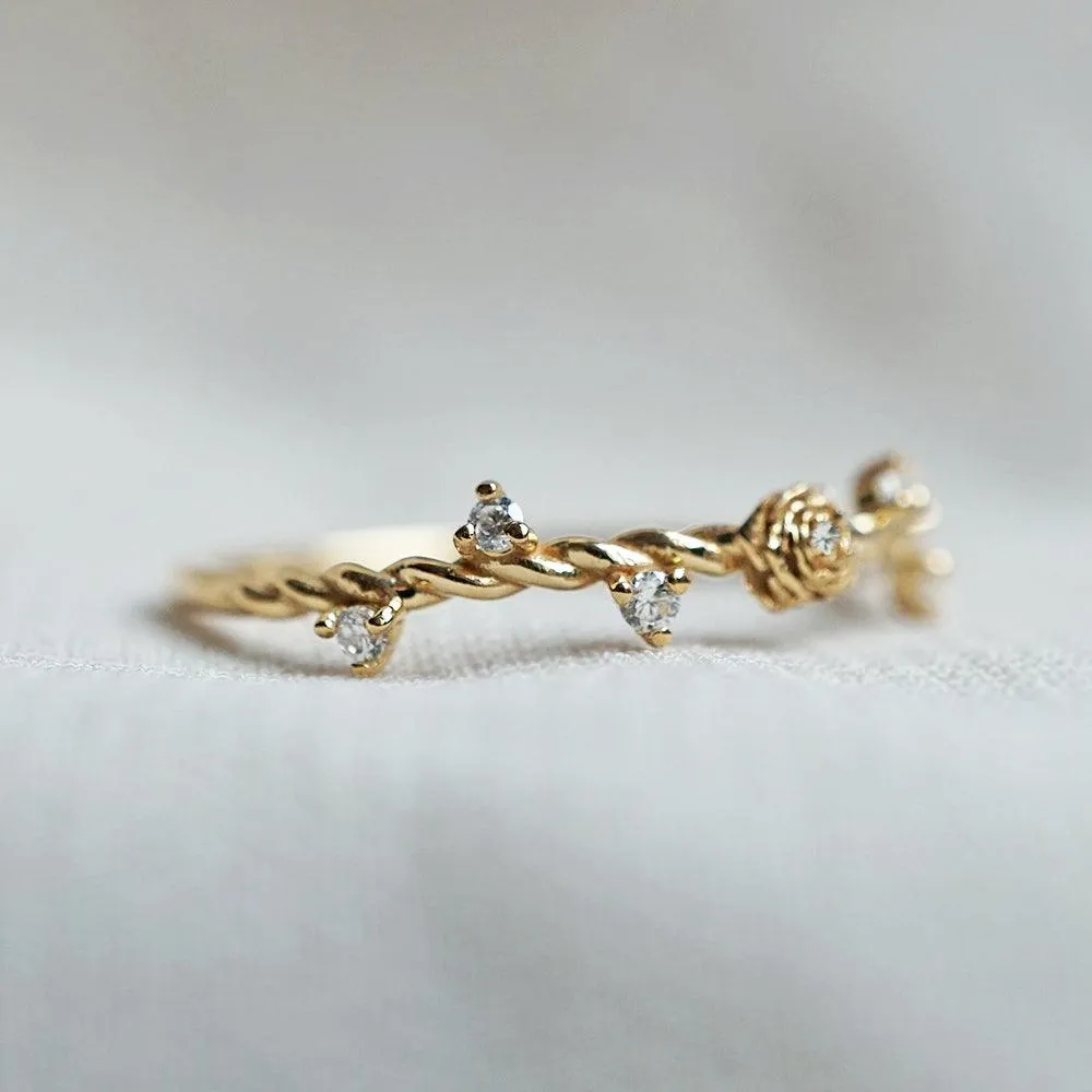 14K Mini Rose Twisted Ring