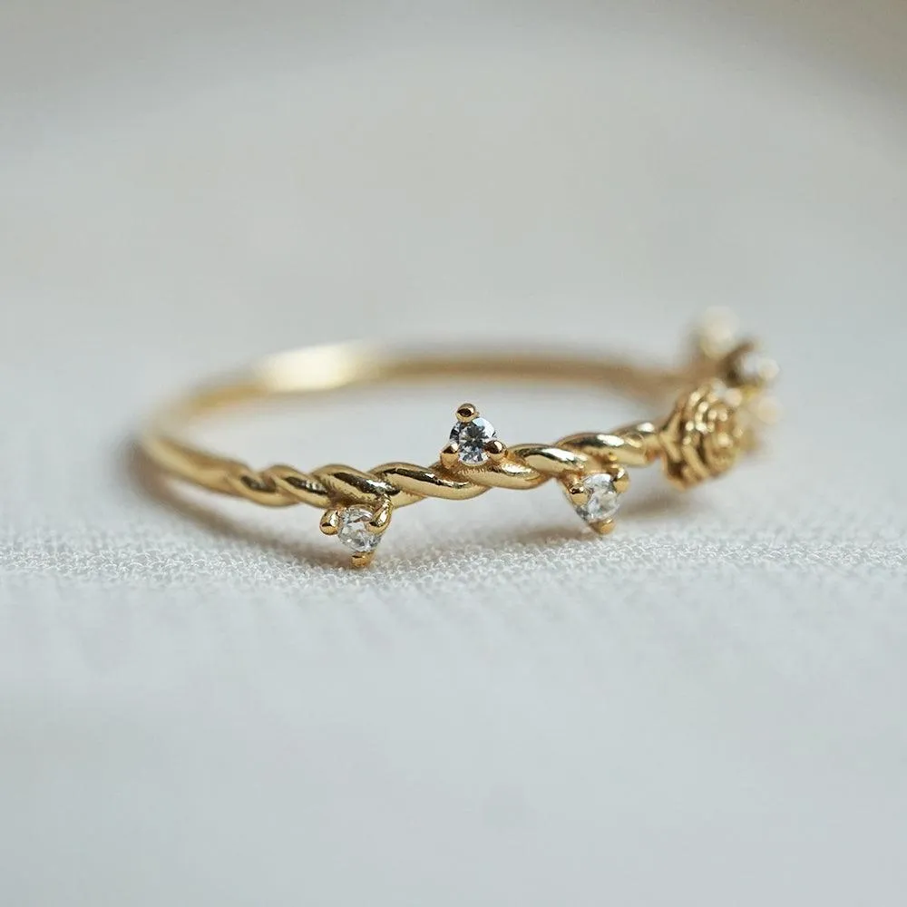 14K Mini Rose Twisted Ring