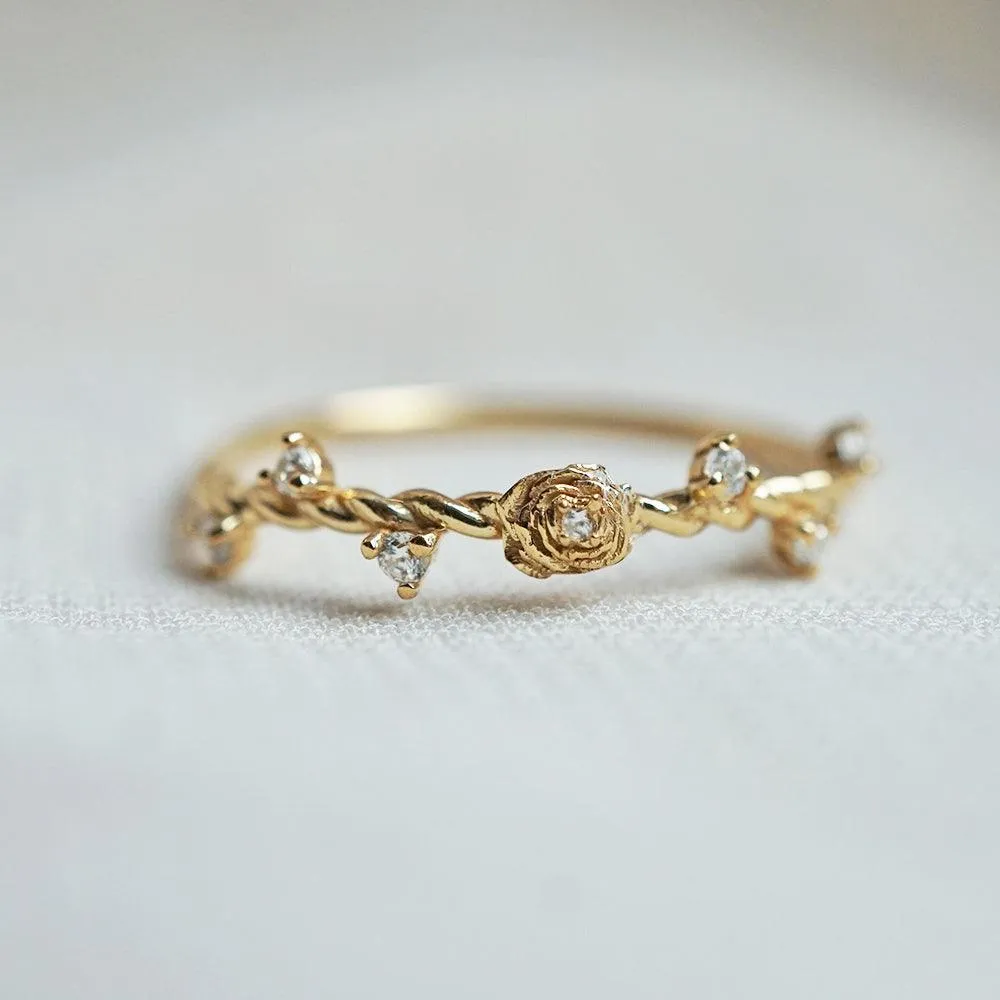 14K Mini Rose Twisted Ring