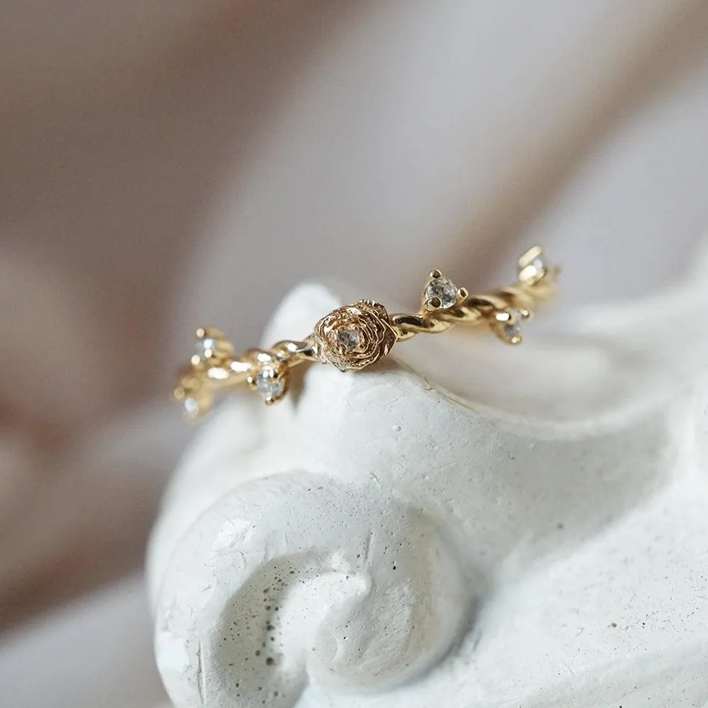 14K Mini Rose Twisted Ring