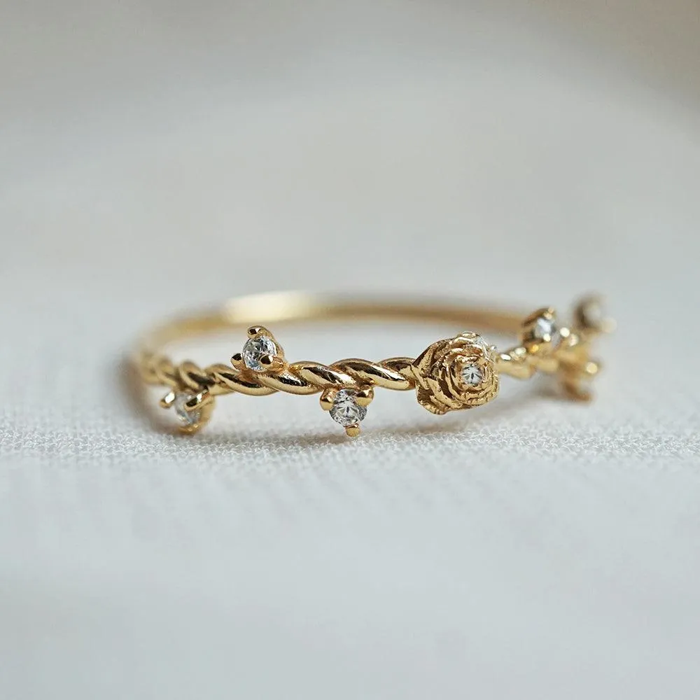 14K Mini Rose Twisted Ring