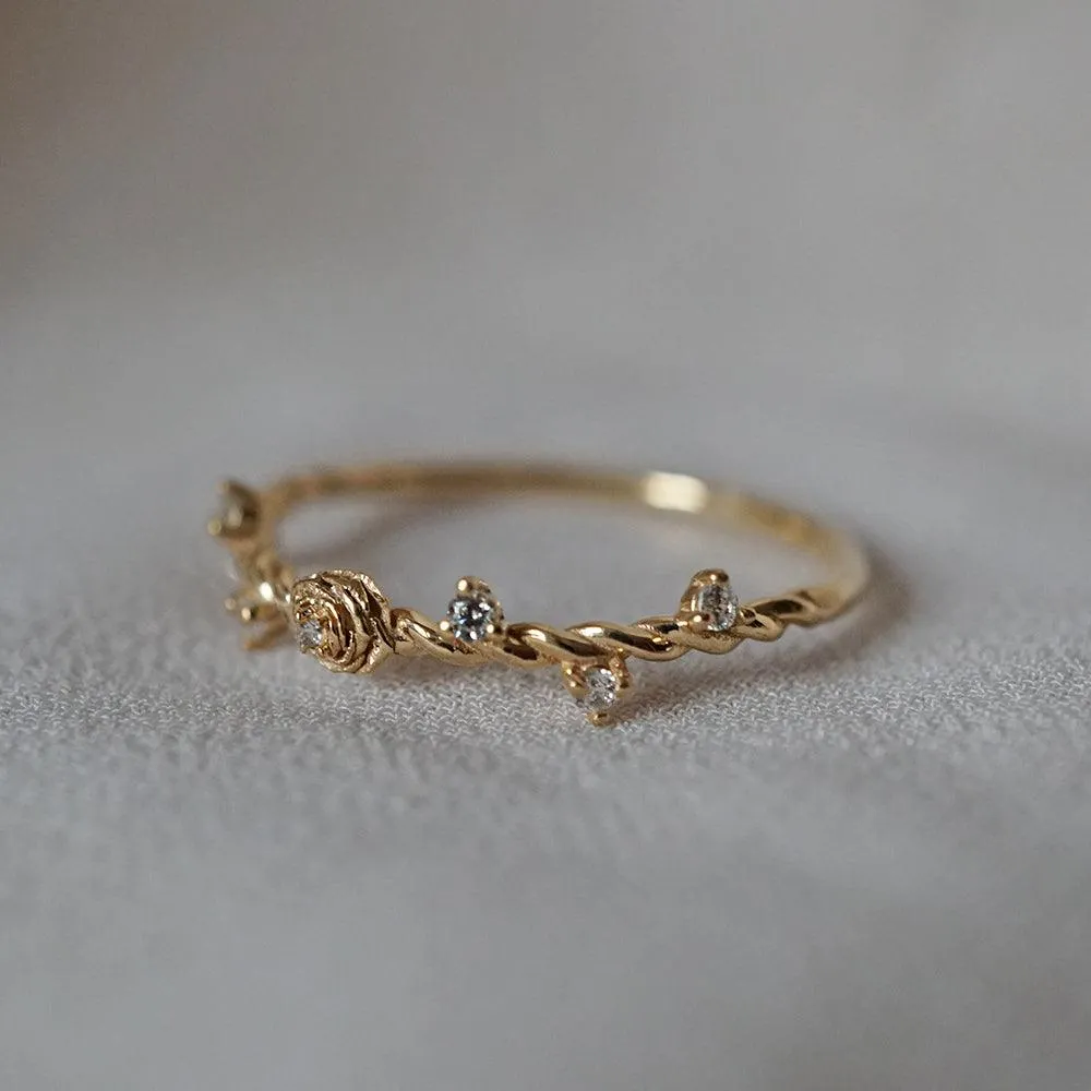 14K Mini Rose Twisted Ring