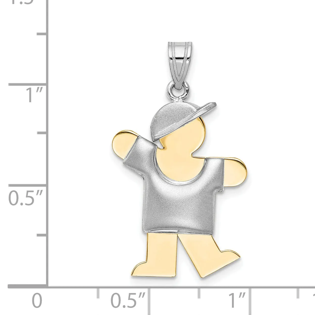 14k Two-tone Puffed Boy With Hat Kiss Charm