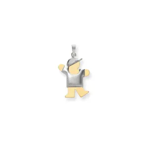 14k Two-tone Puffed Boy With Hat Kiss Charm