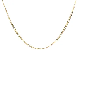 14K YELLOW GOLD DIAMOND CUT FIGARO NECKLACE 15" INCH 3MM