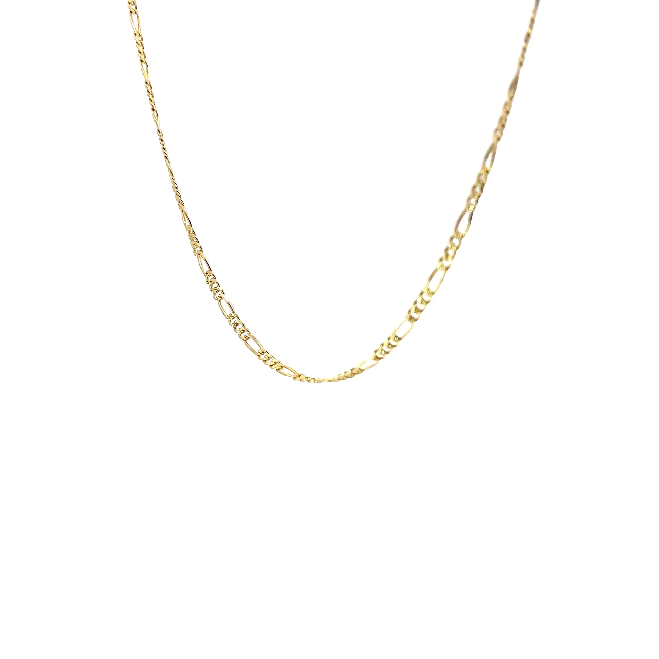 14K YELLOW GOLD DIAMOND CUT FIGARO NECKLACE 15" INCH 3MM