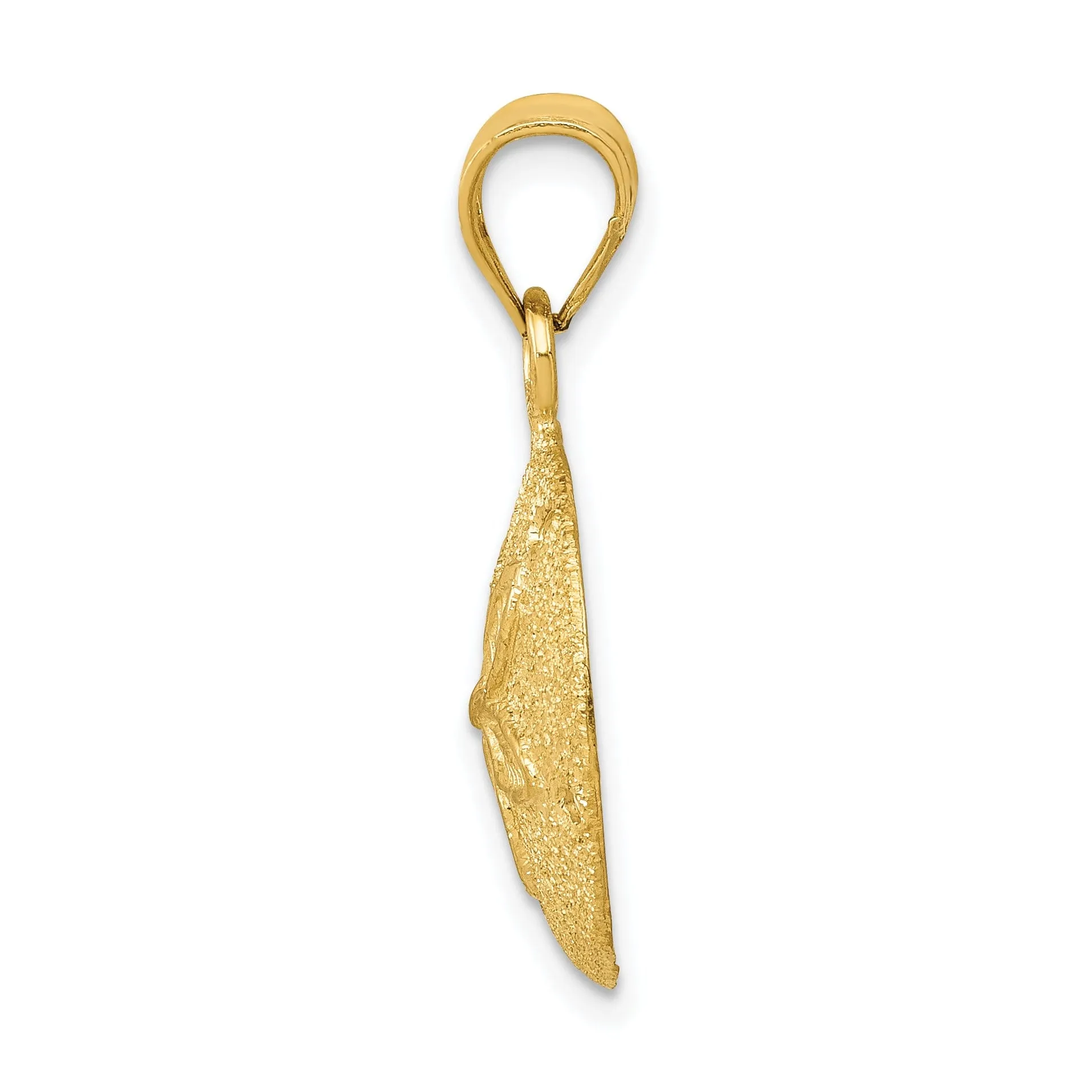 14k Yellow Gold Solid Texture Polished Finish Laser Cut Sea Sand Dollar Charm Pendant