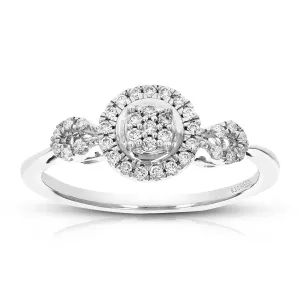 1/5 cttw Lab Grown Diamond Engagement Cluster Ring Sterling Silver