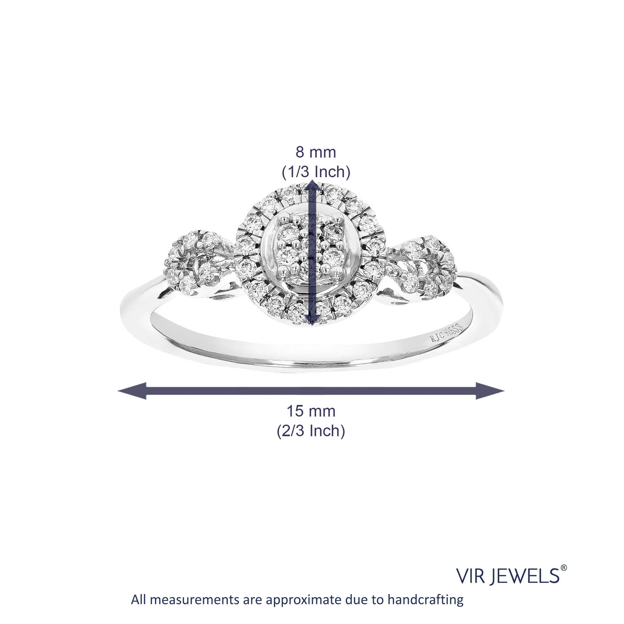 1/5 cttw Lab Grown Diamond Engagement Cluster Ring Sterling Silver