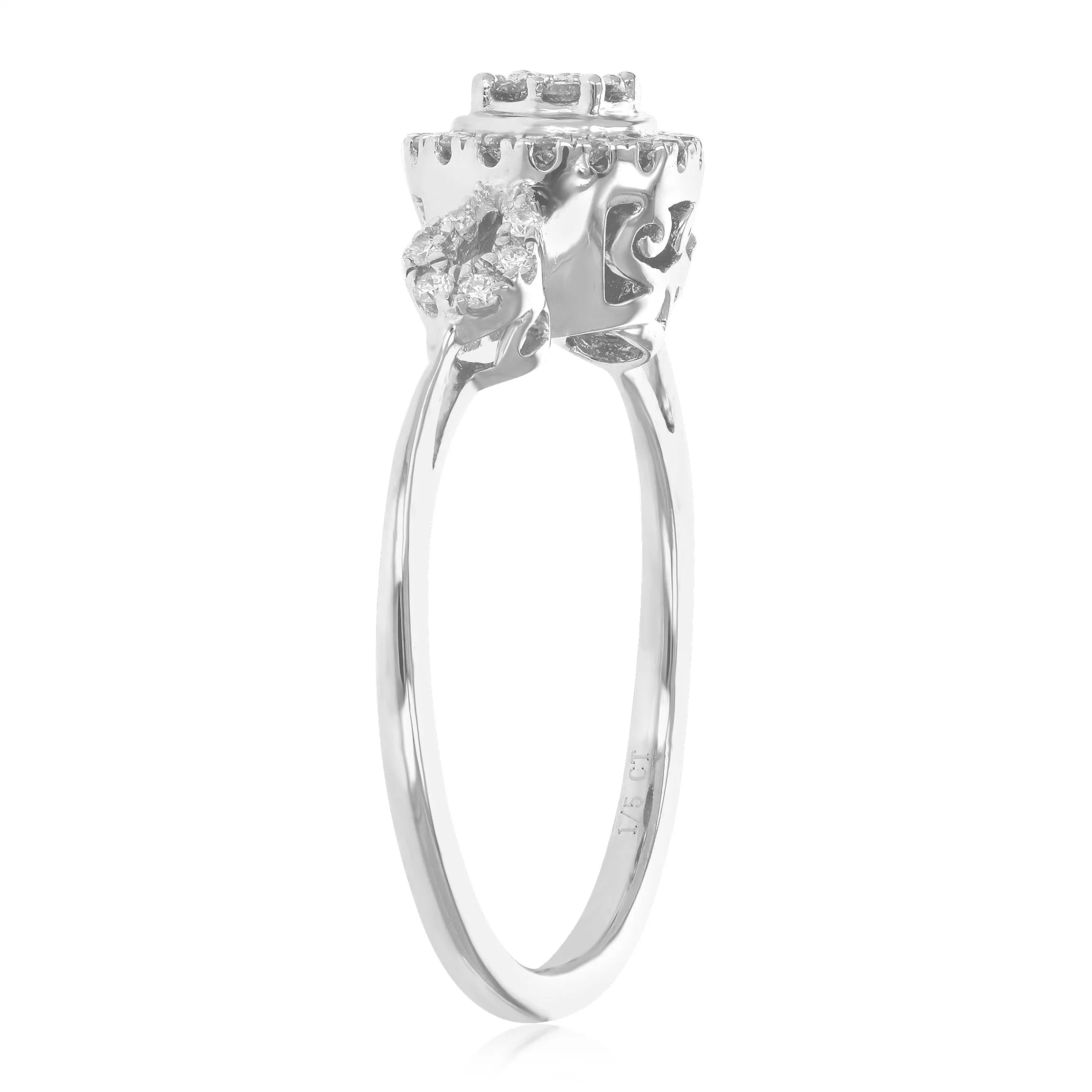 1/5 cttw Lab Grown Diamond Engagement Cluster Ring Sterling Silver