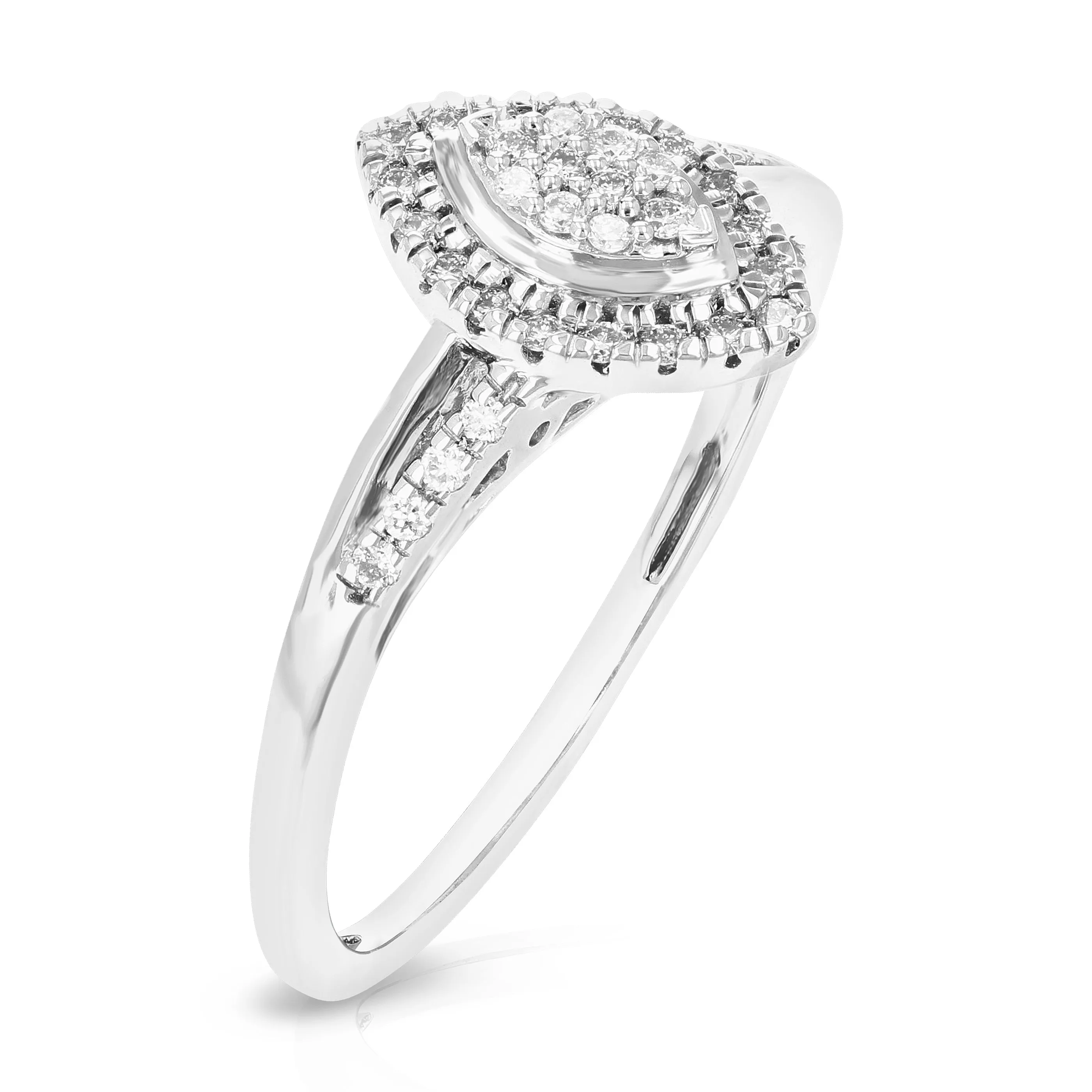 1/5 cttw Lab Grown Diamond Marquise Engagement Ring in Silver