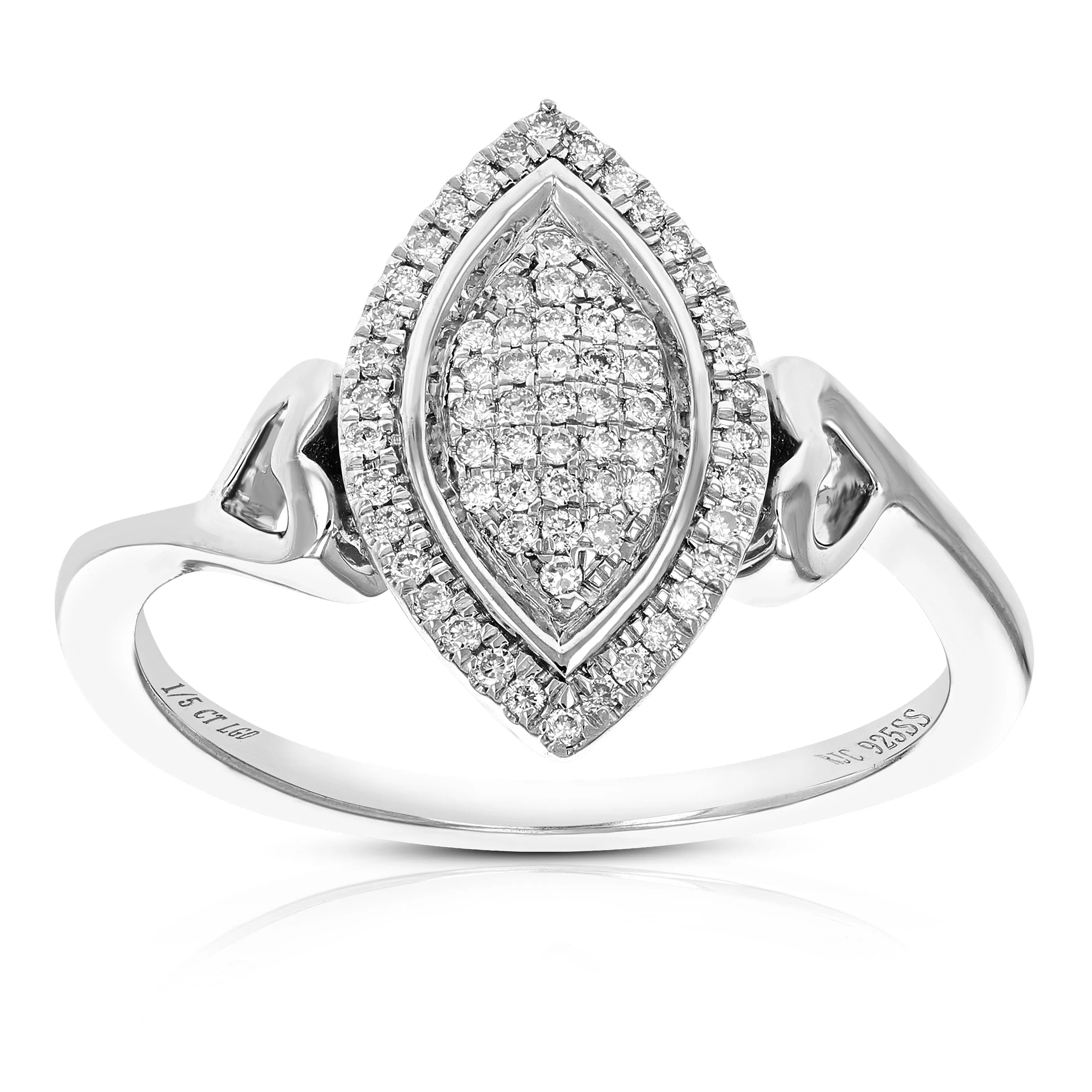 1/5 cttw Lab Grown Diamond Marquise Engagement Rings in Silver