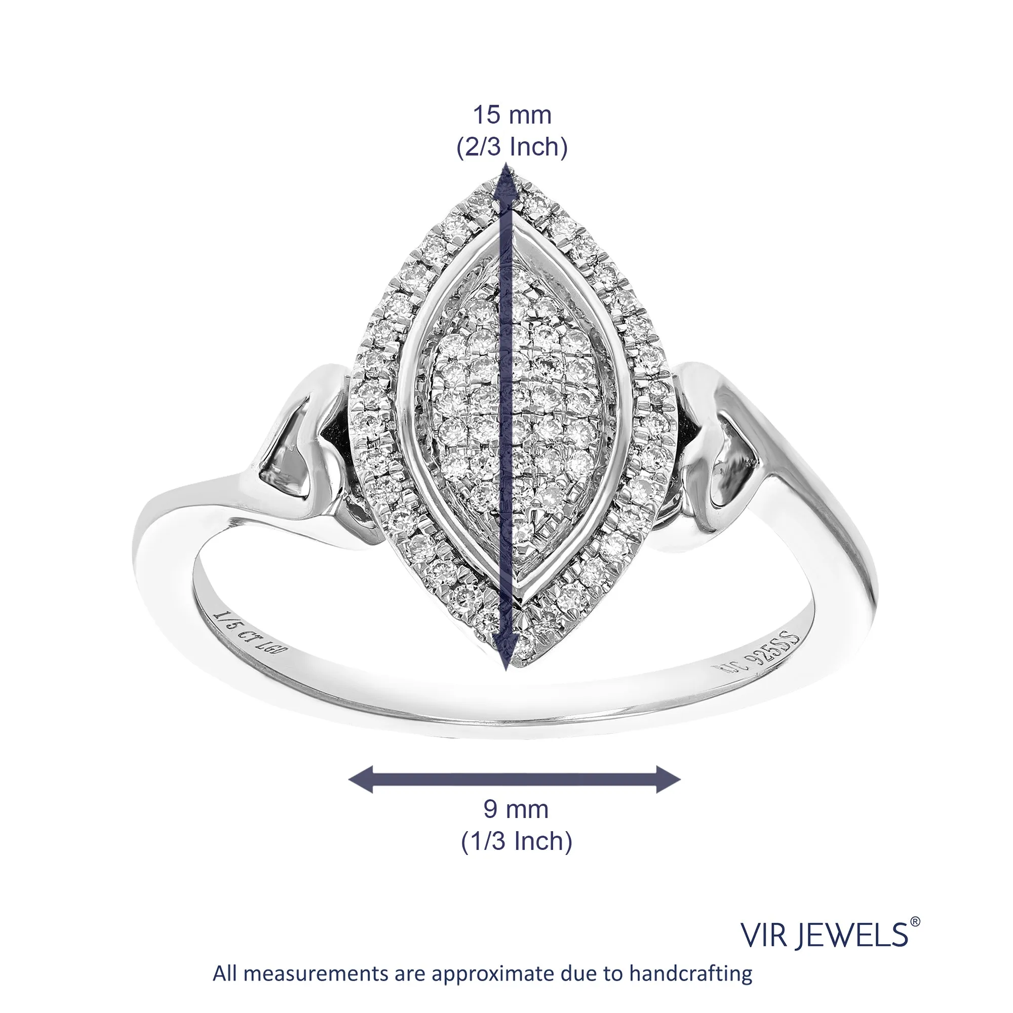 1/5 cttw Lab Grown Diamond Marquise Engagement Rings in Silver