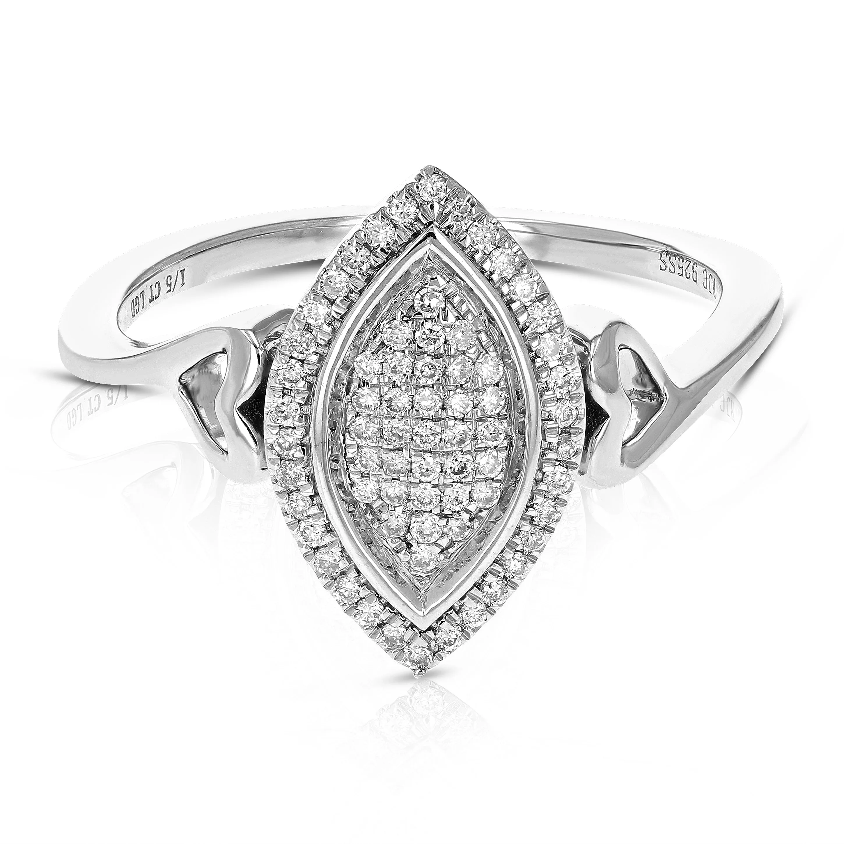 1/5 cttw Lab Grown Diamond Marquise Engagement Rings in Silver
