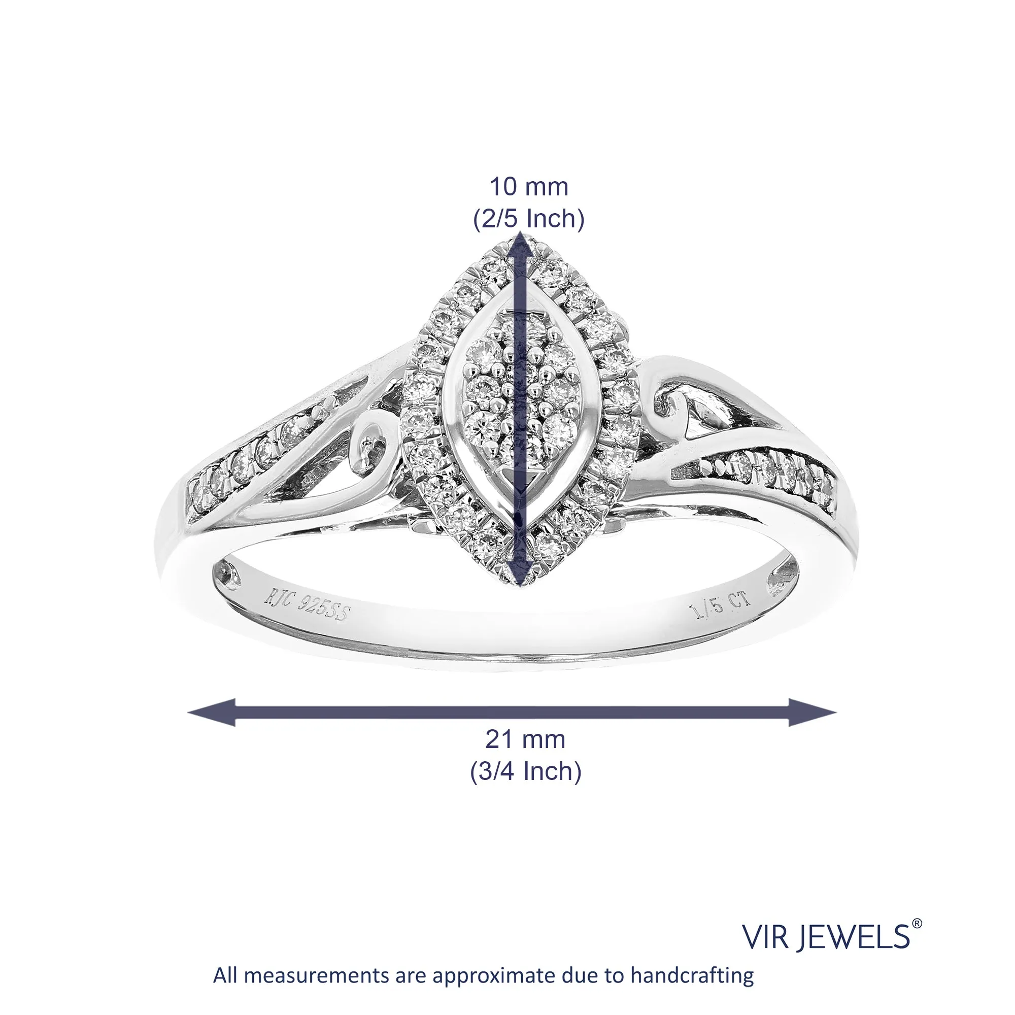1/5 cttw Lab Grown Diamond Marquise Halo Engagement Ring Silver