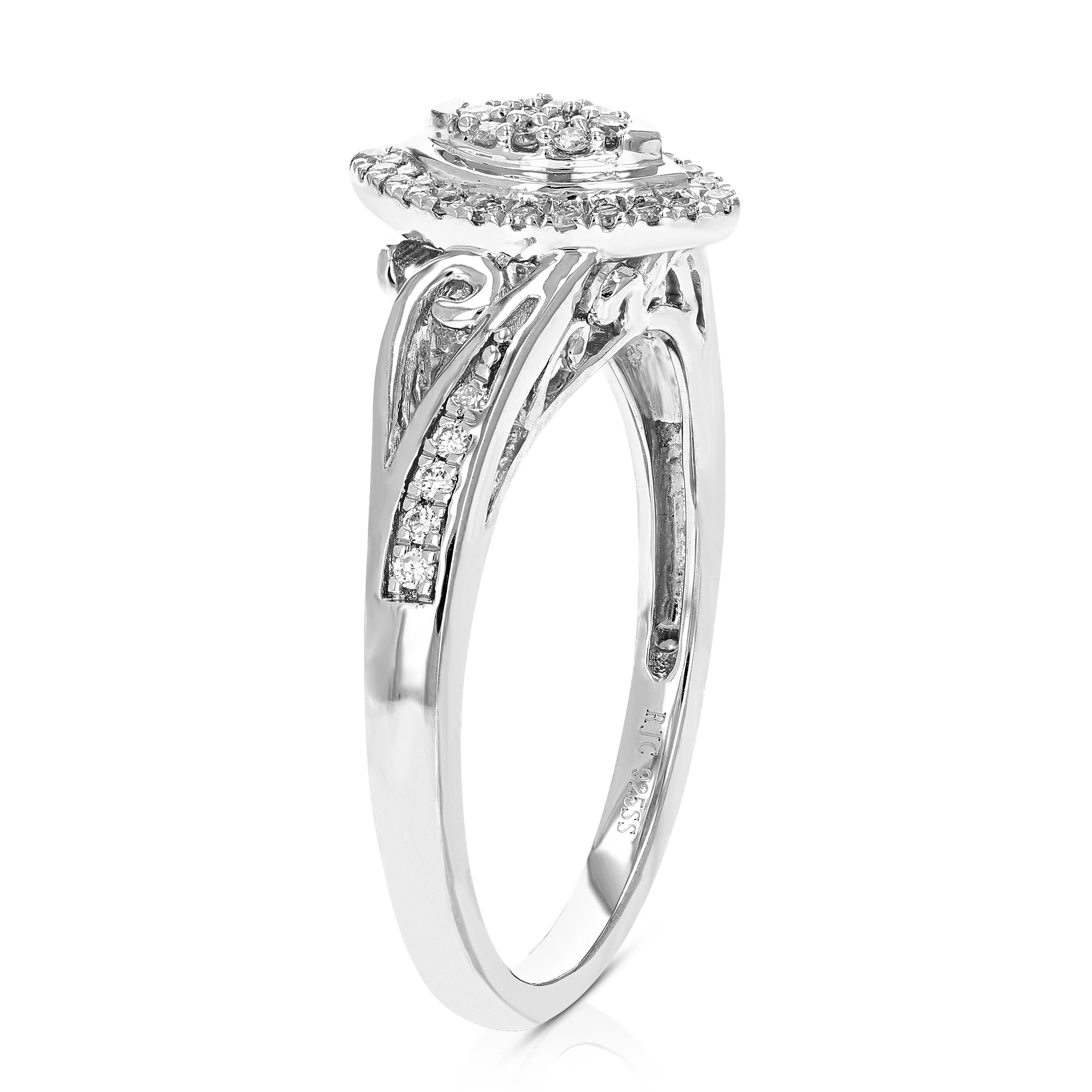 1/5 cttw Lab Grown Diamond Marquise Halo Engagement Ring Silver