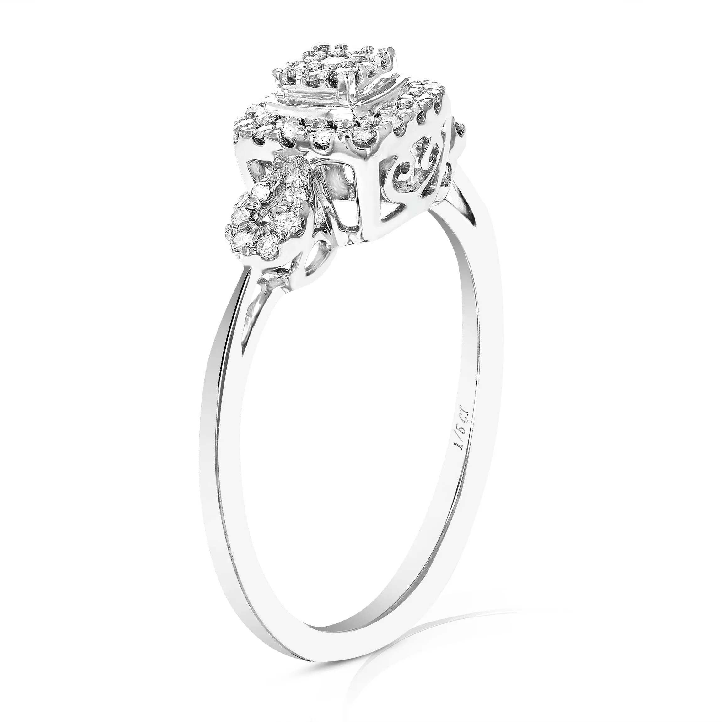 1/5 cttw Lab Grown Three Diamond Engagement Rings Sterling Silver