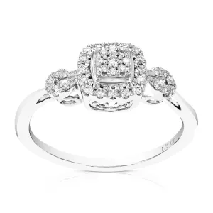 1/5 cttw Lab Grown Three Diamond Engagement Rings Sterling Silver